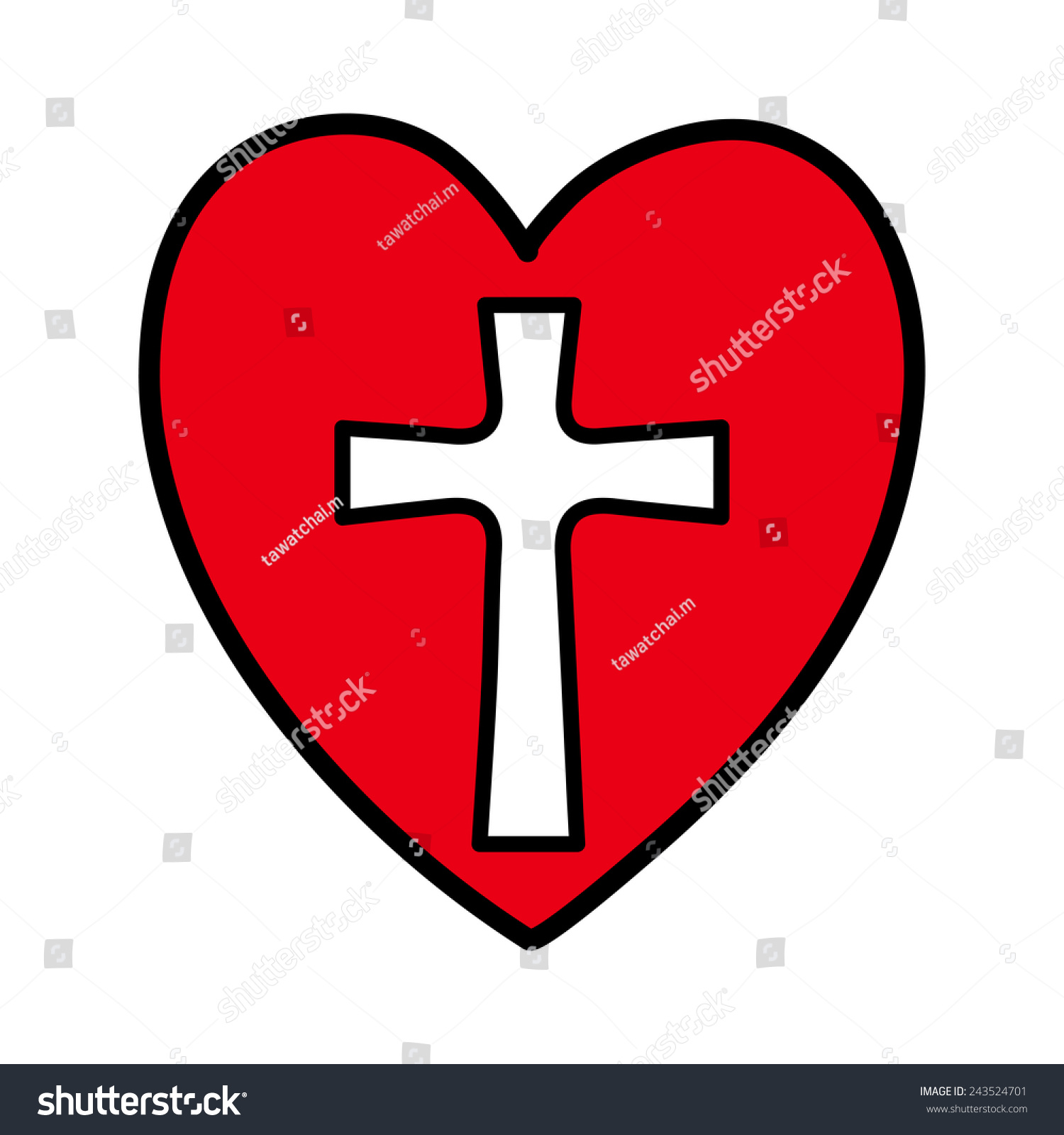 Heart And Cross Stock Vector 243524701 : Shutterstock