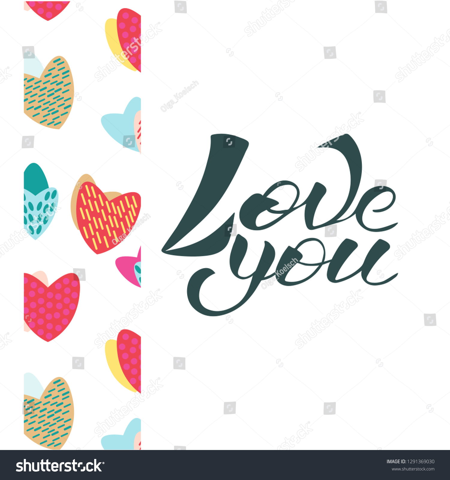 Heart Love You Vector Lettering Illustration Stock Vector Royalty Free