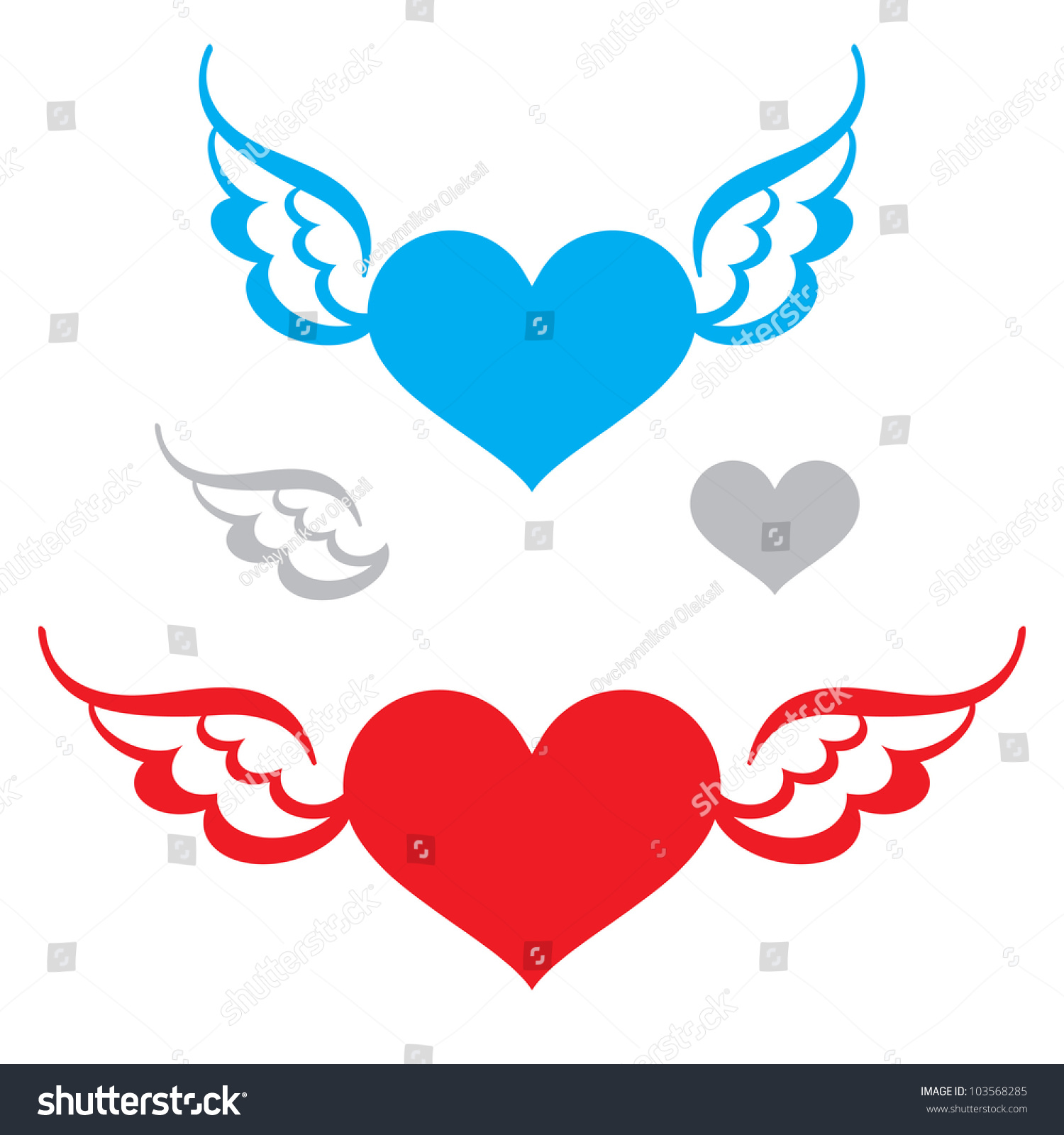 Heart Wings Flying Symbol Love Freedom Stock Vector 103568285 ...