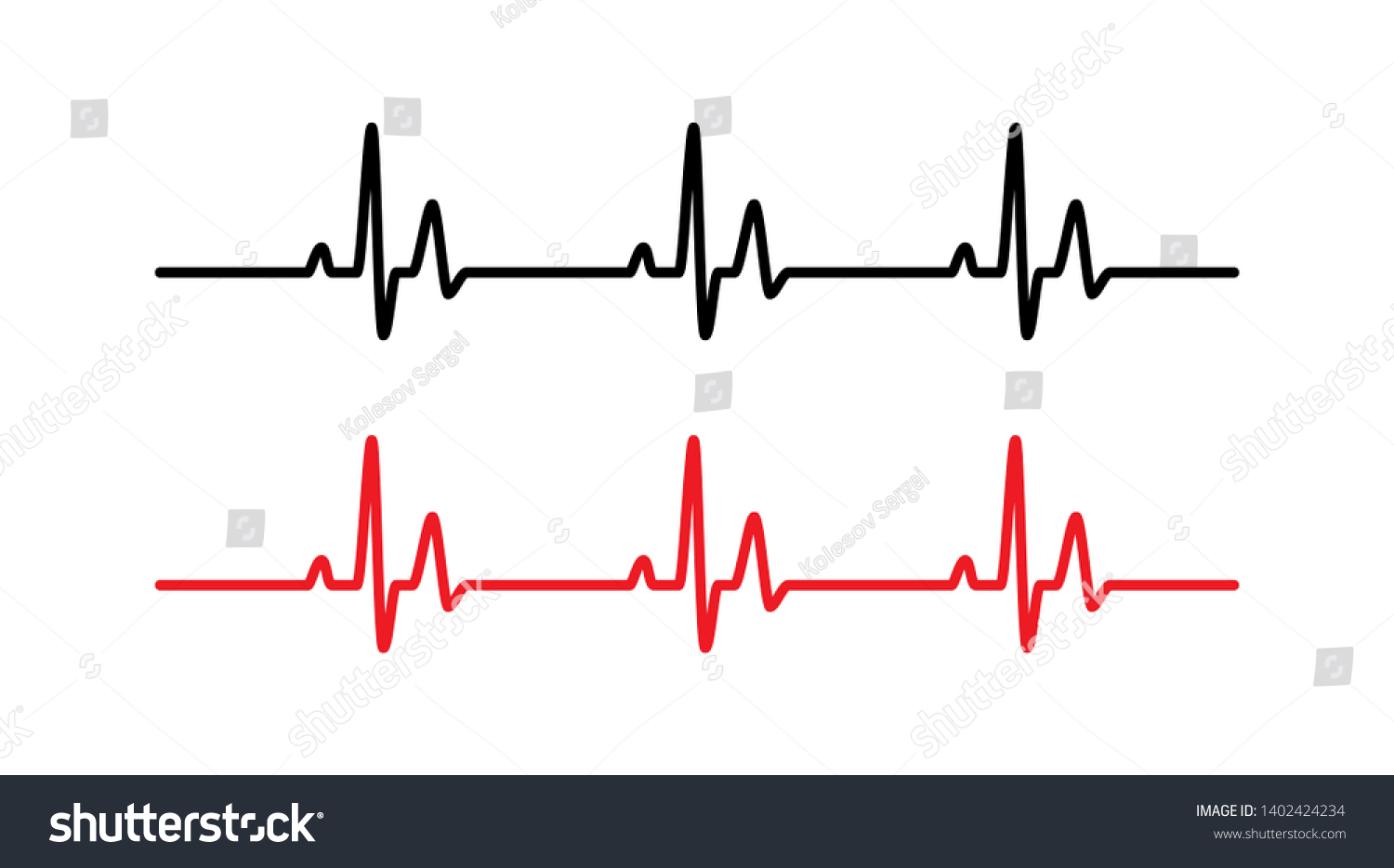 Heart Beat Line Red Black Vector Stock Vector Royalty Free 1402424234 5905