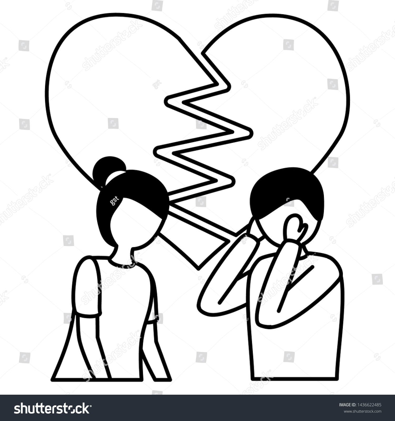 Heart Broken Girl Boy Mental Psychological Stock Vector Royalty Free