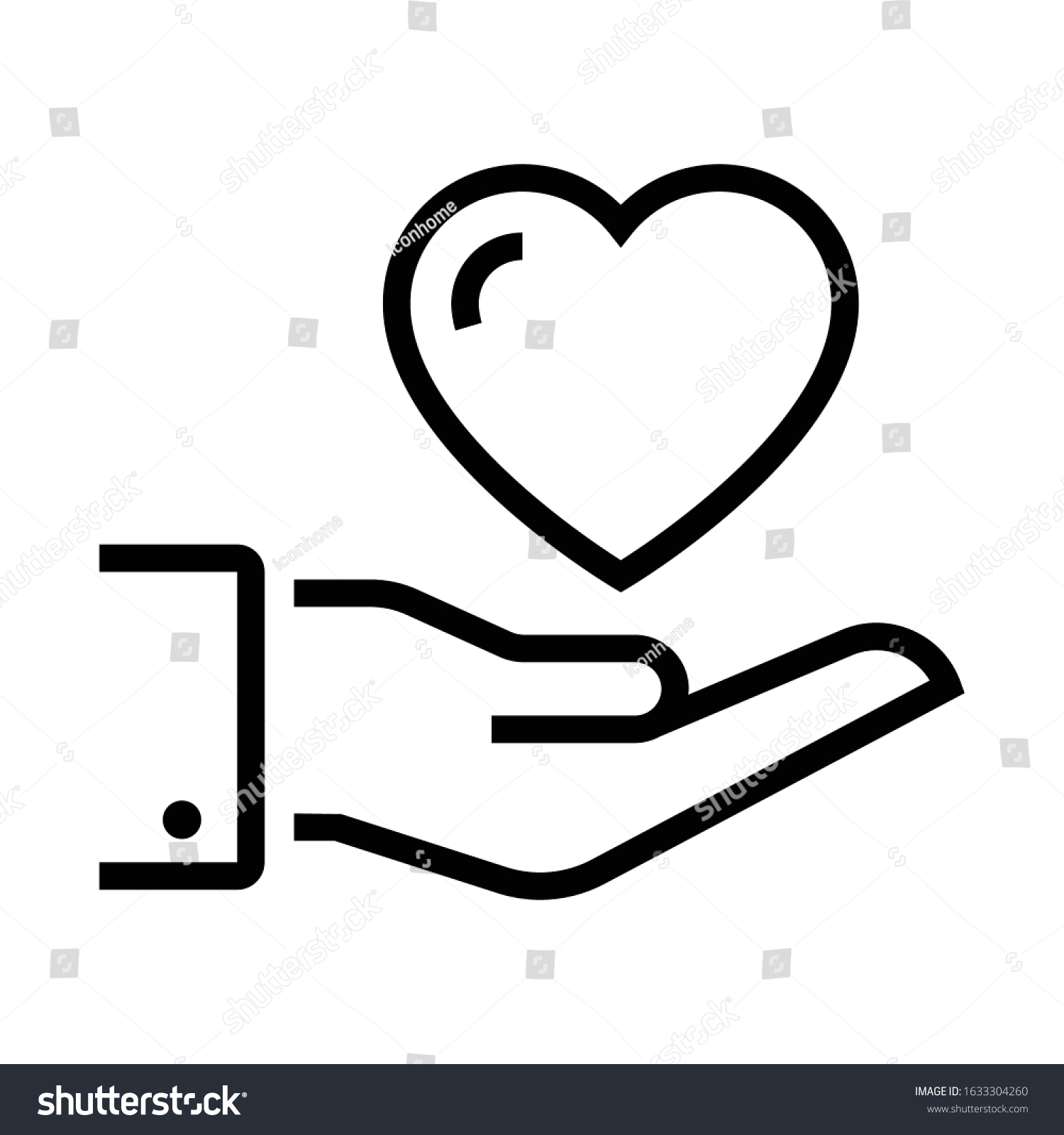 Heart Care Line Icon Isolated Stock Vector (Royalty Free) 1633304260 ...