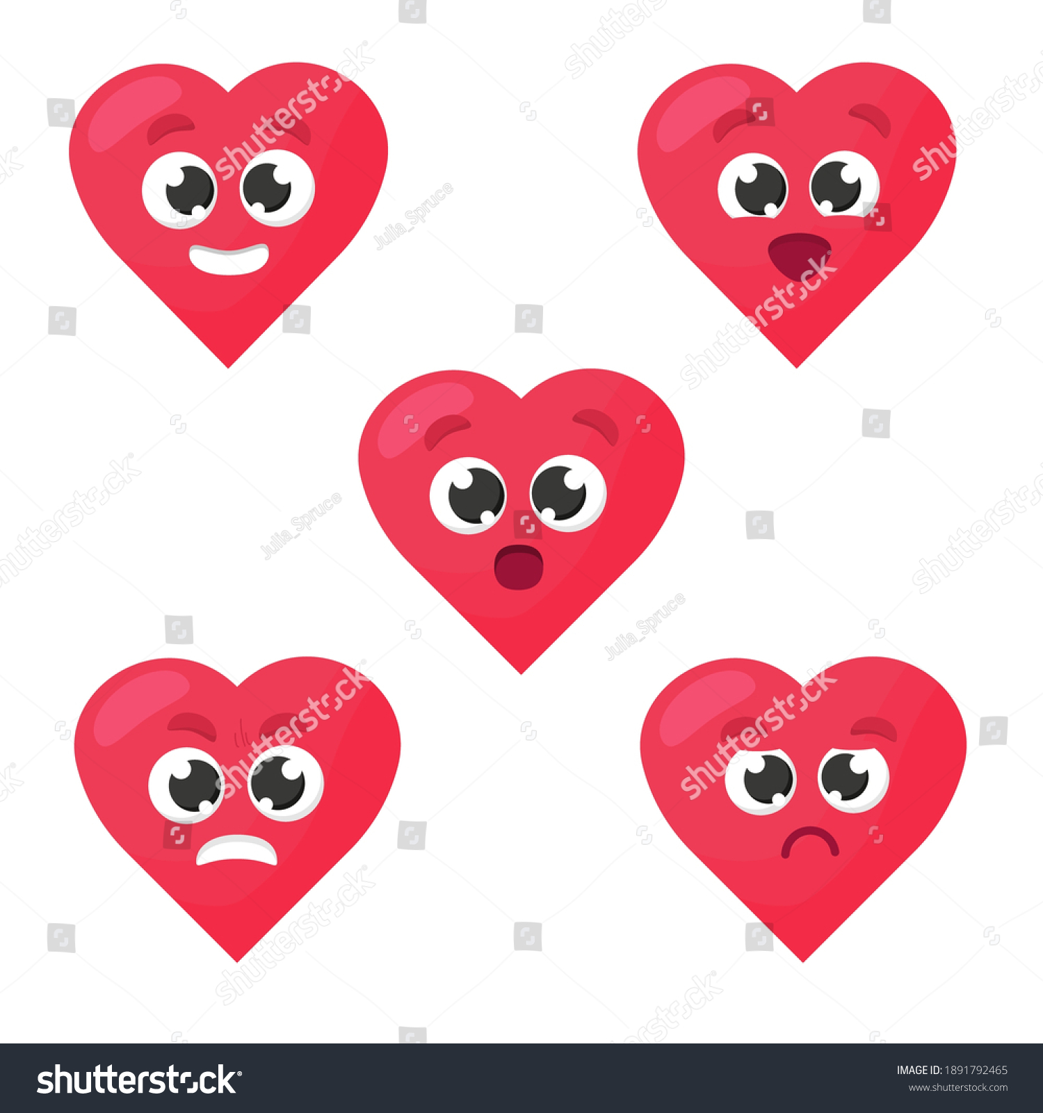 Heart Collection Emoticons Emoji Love Symbol Stock Vector (Royalty Free ...