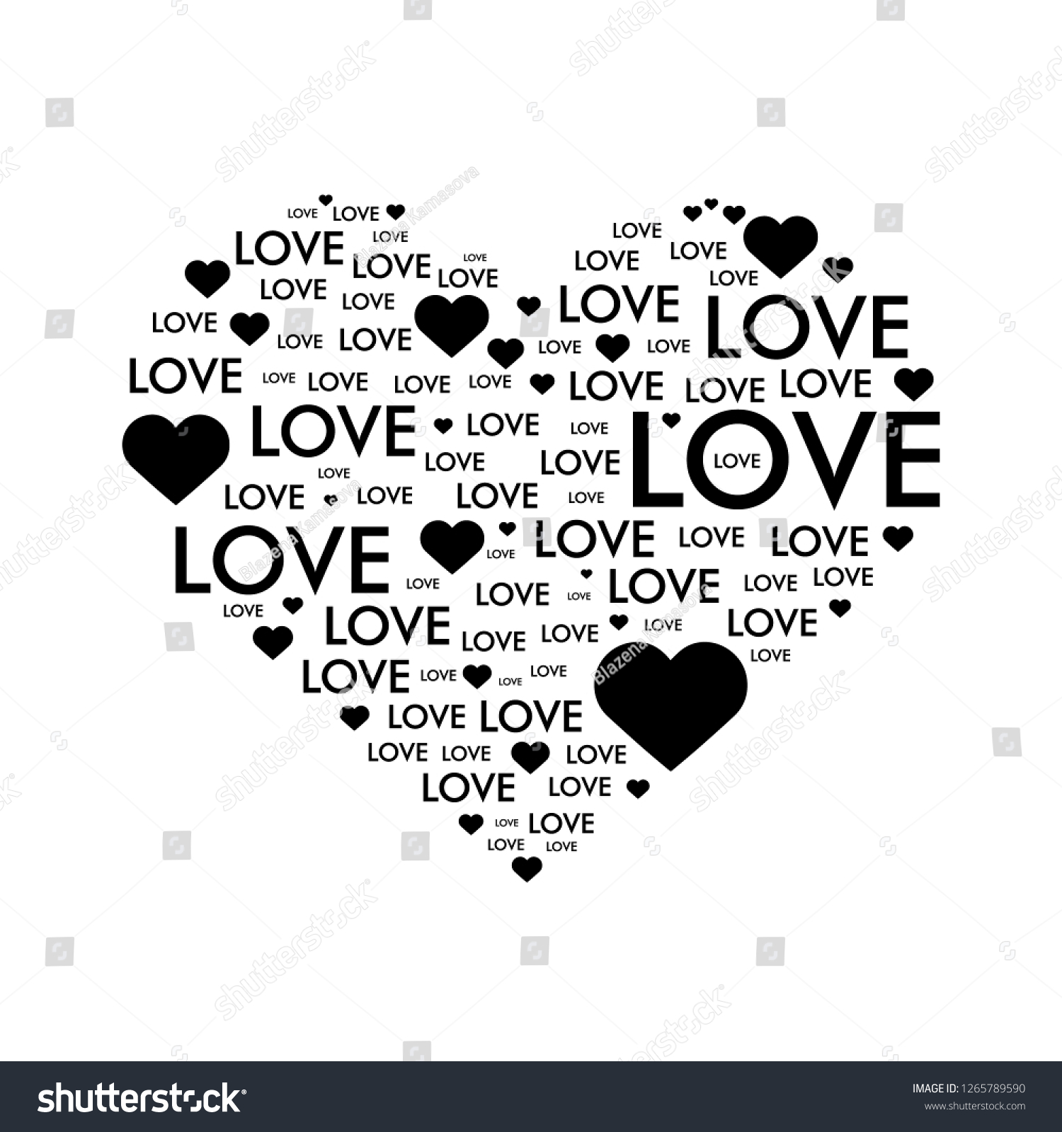 Heart Connected Words Love Stock Vector (Royalty Free) 1265789590 ...