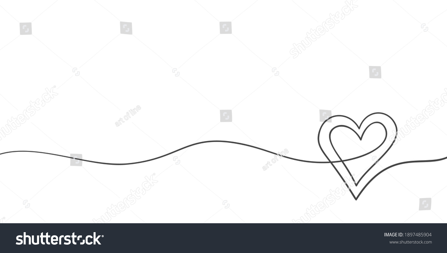 SVG of Heart continuous one line drawing, Double heart on wavy line, Black and white vector minimalist illustration of love concept made of one line svg