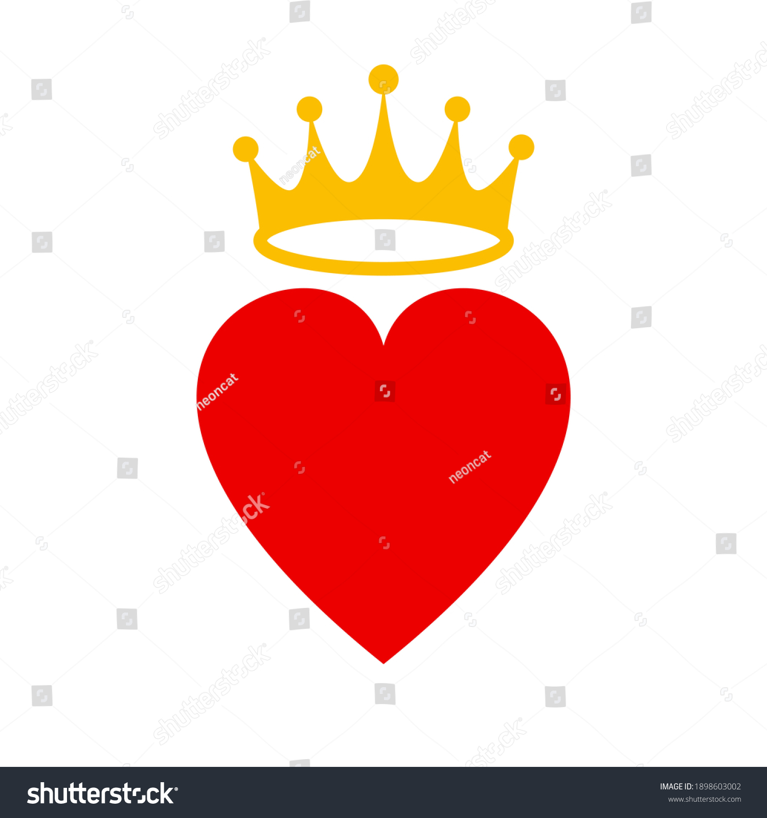 Heart Crown Symbol Flat Icon Vector Stock Vector (Royalty Free ...