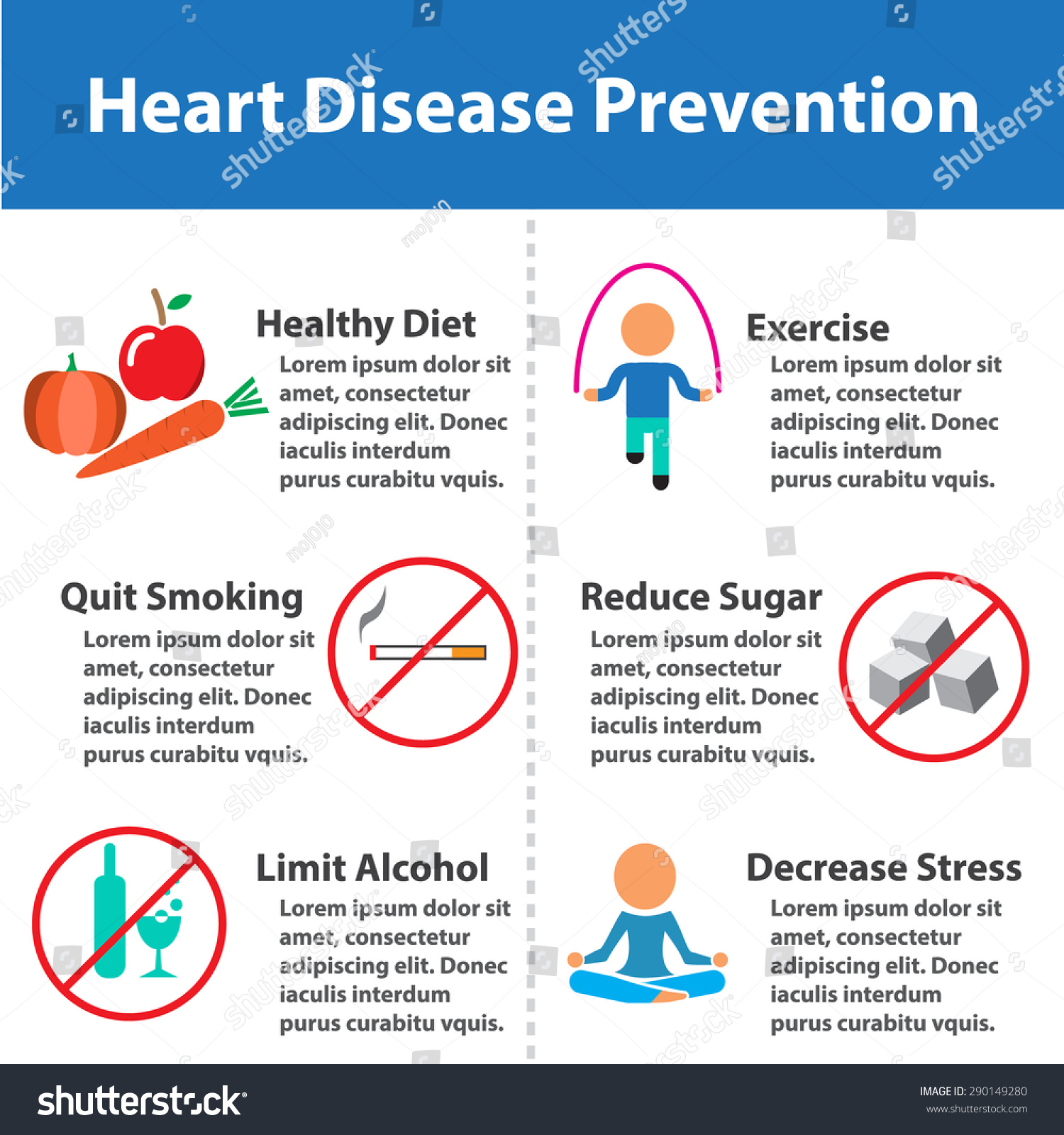 Heart Disease Prevention Infographics Colorful Color Stock Vector ...