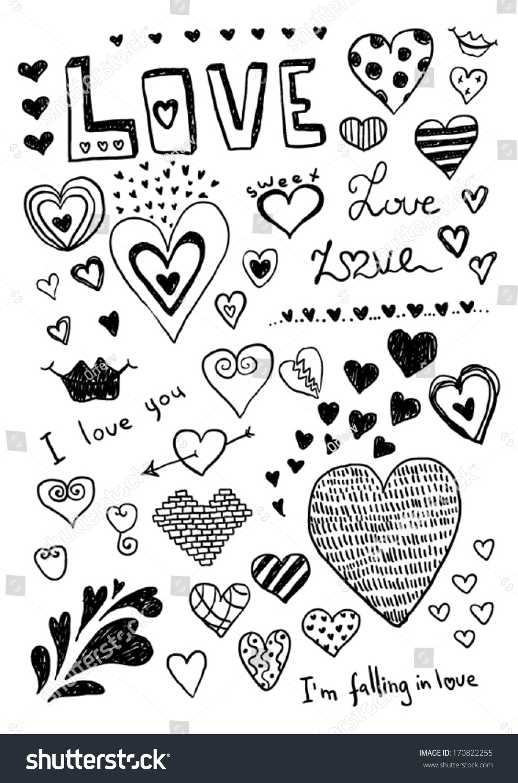 Heart Doodles Stock Vector Illustration 170822255 : Shutterstock