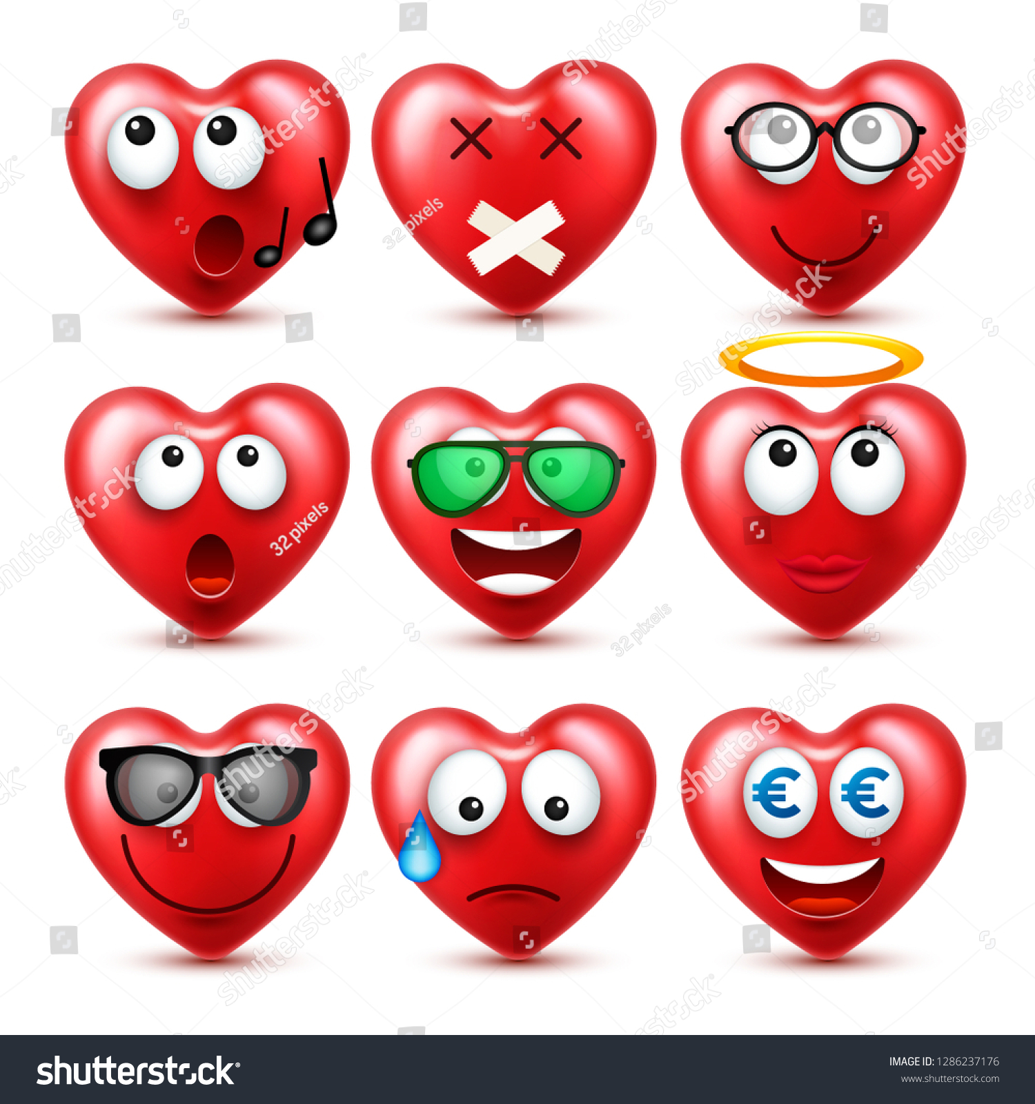 Heart Emoji Vector Set Valentines Day Stock Vector Royalty Free 1286237176 4073