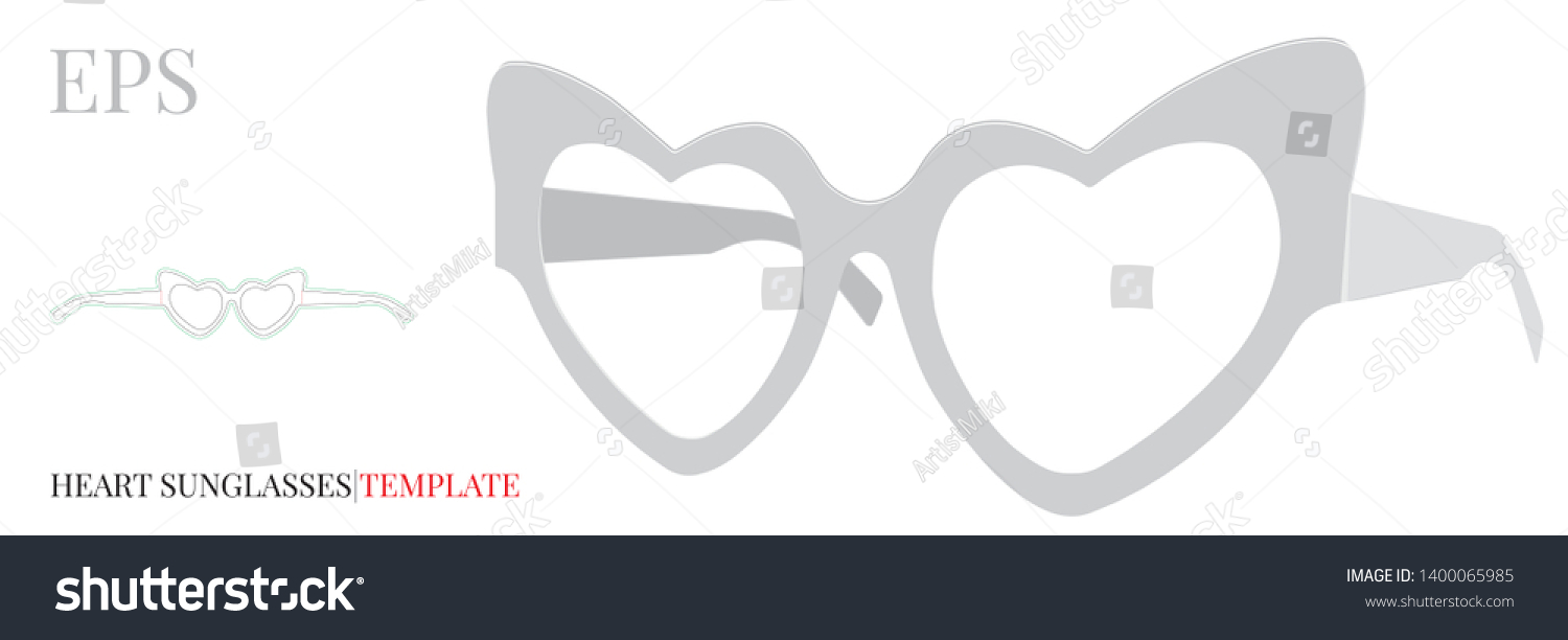 Heart Glasses Template Vector Die Cut Stock Vector (Royalty Free ...