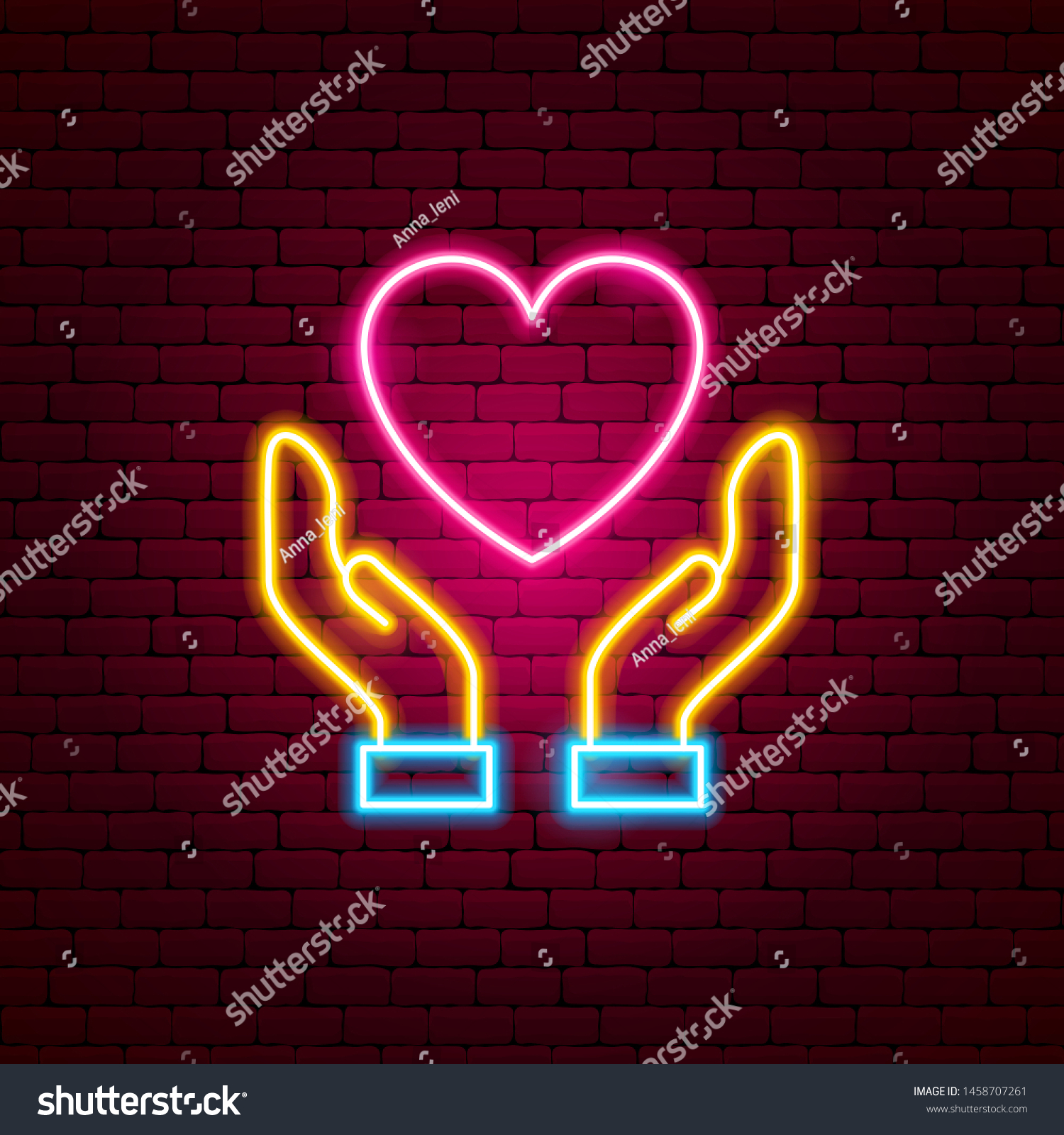 Heart Hands Neon Sign Vector Illustration Stock Vector (Royalty Free ...