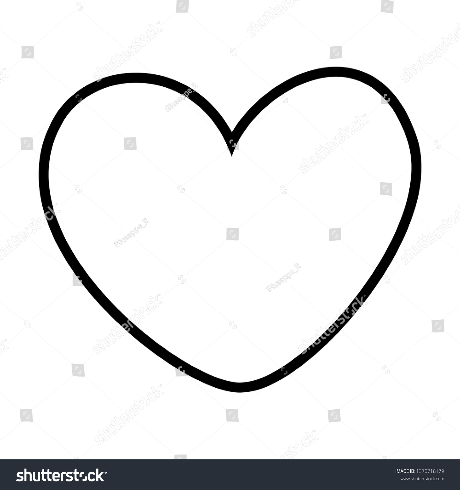 Heart Icon Cartoon Black White Stock Vector (Royalty Free) 1370718179