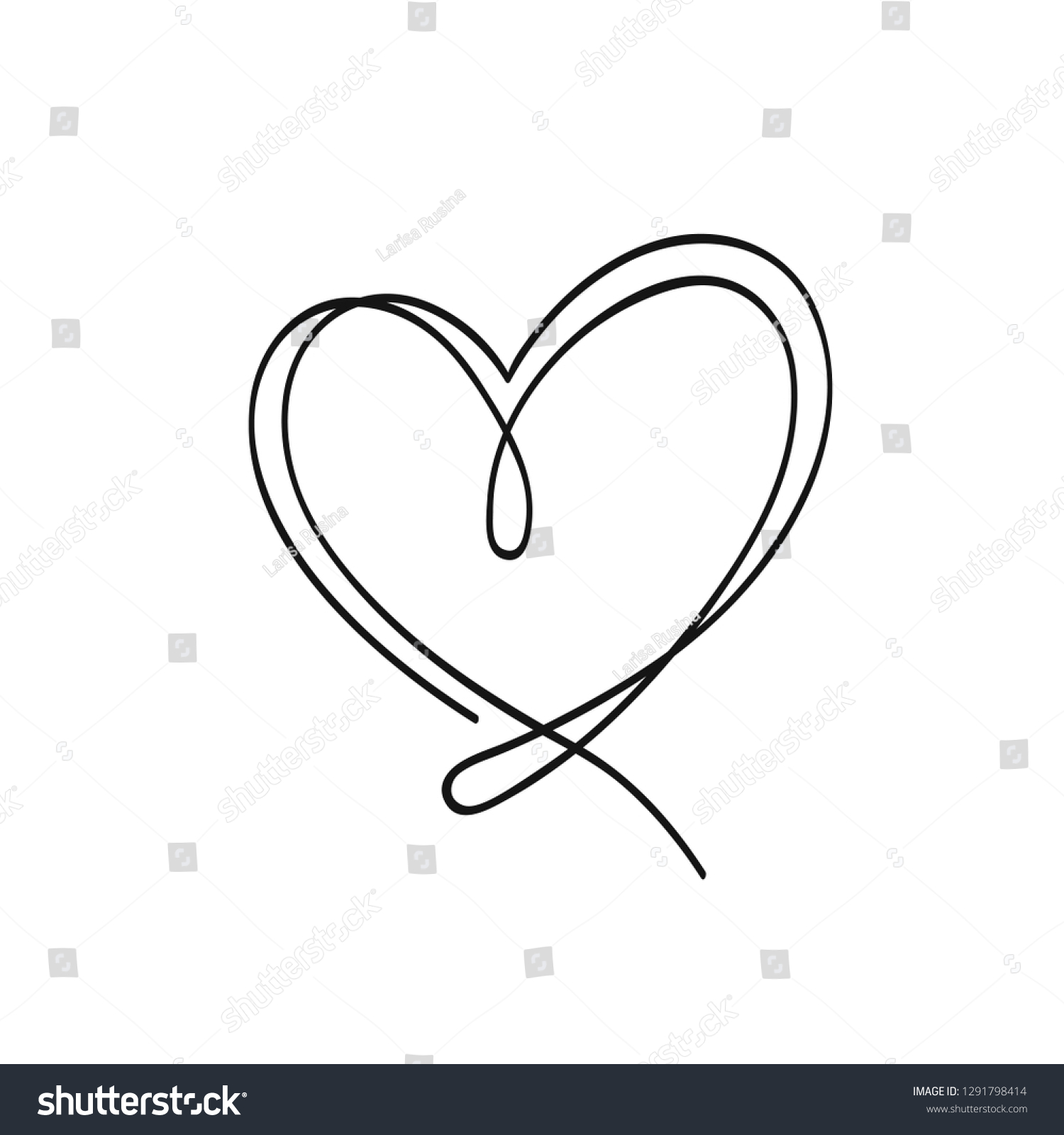 Heart Illustration White Background Black Outline Stock Vector (Royalty