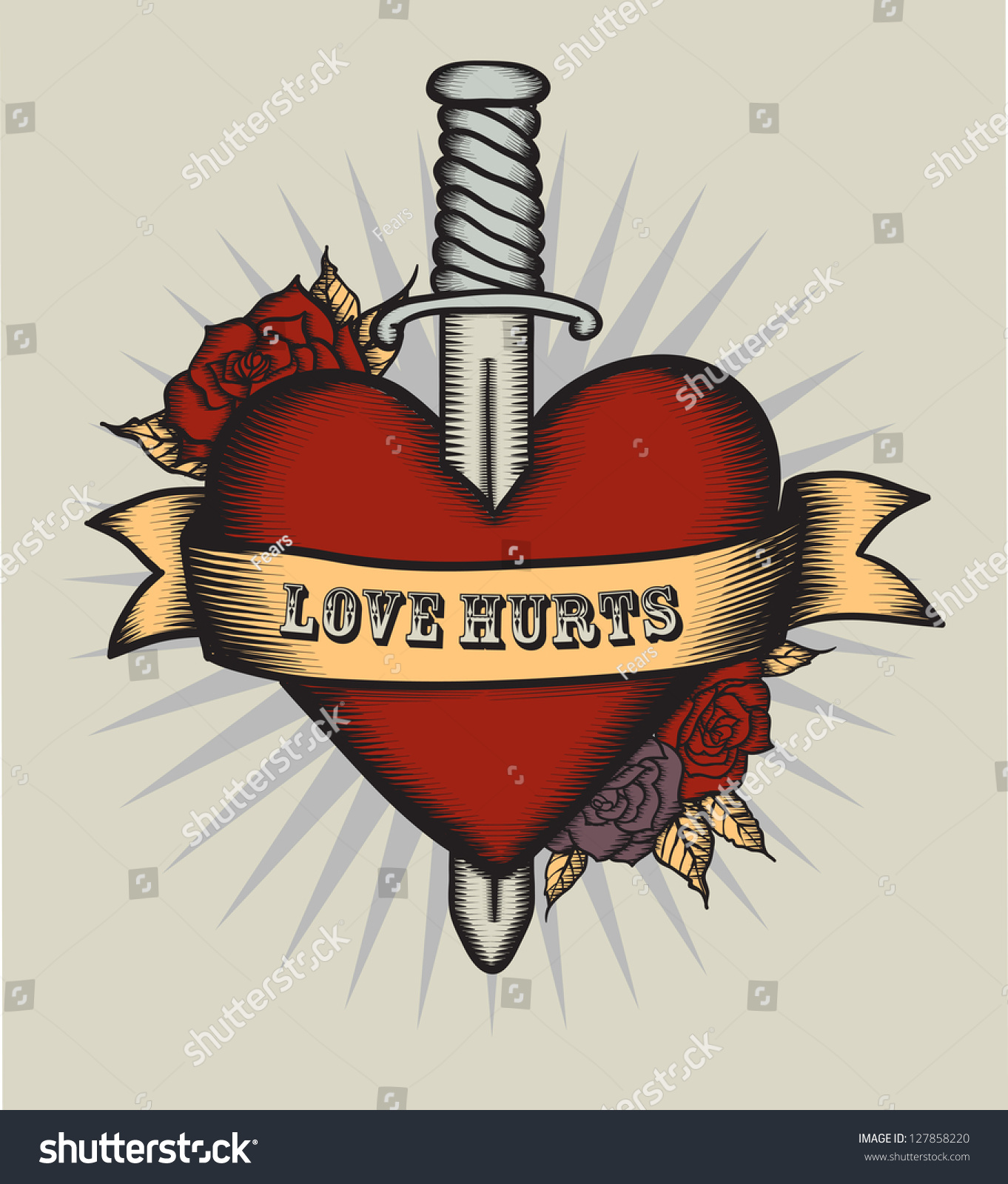 Heart In Tattoo Style. Stock Vector Illustration 127858220 : Shutterstock