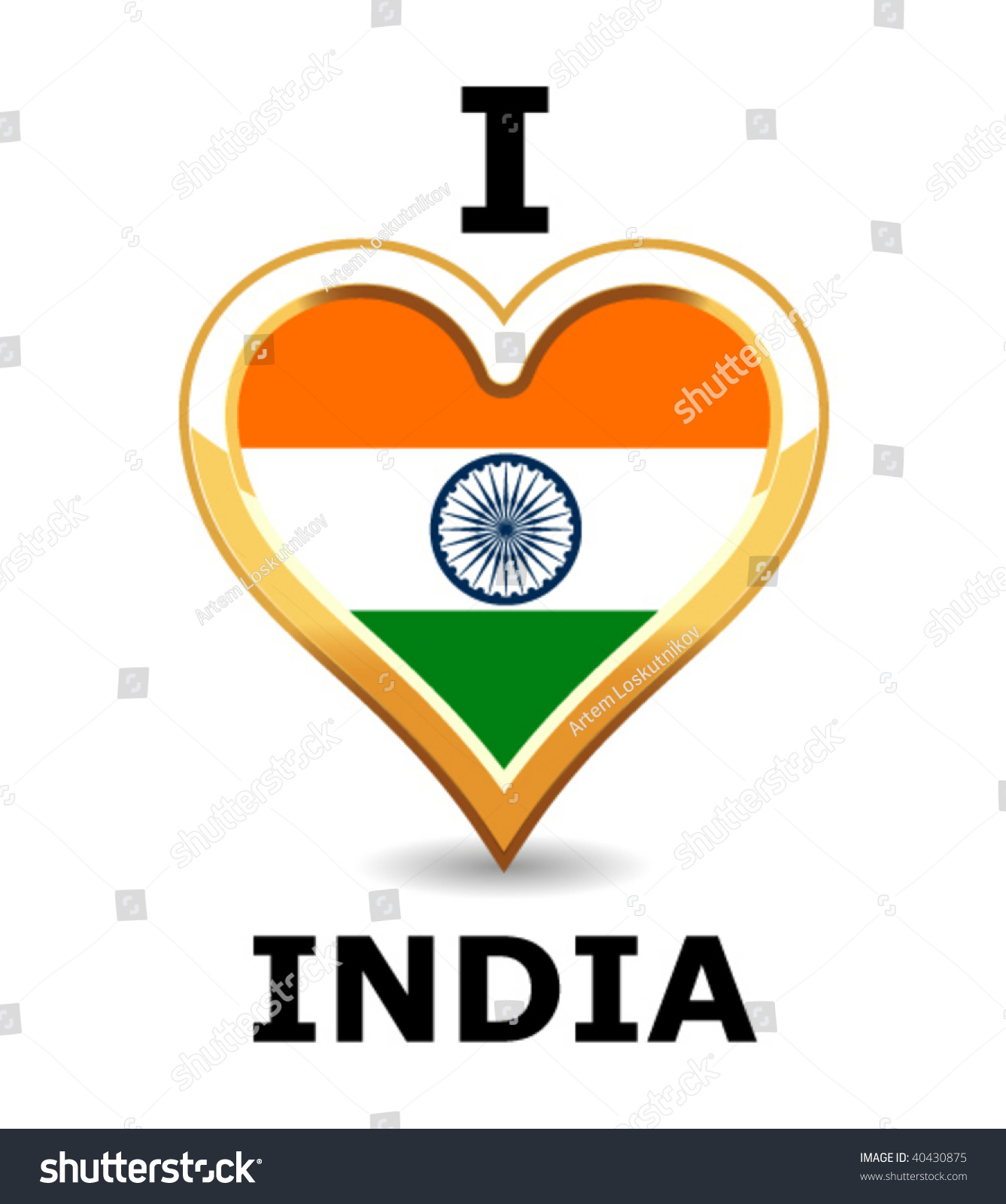 Heart India Flag Stock Vector Illustration 40430875 : Shutterstock