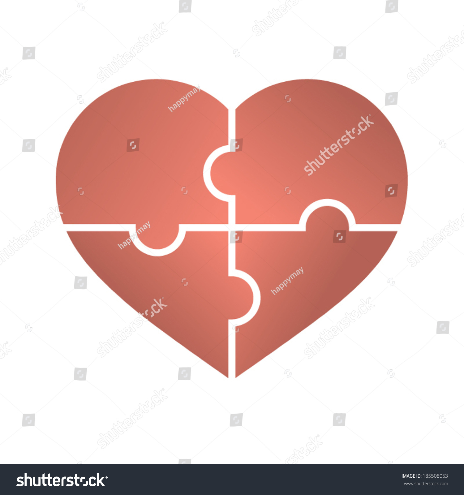 Download Heart Jigsaw Puzzle Stock Vector 185508053 - Shutterstock