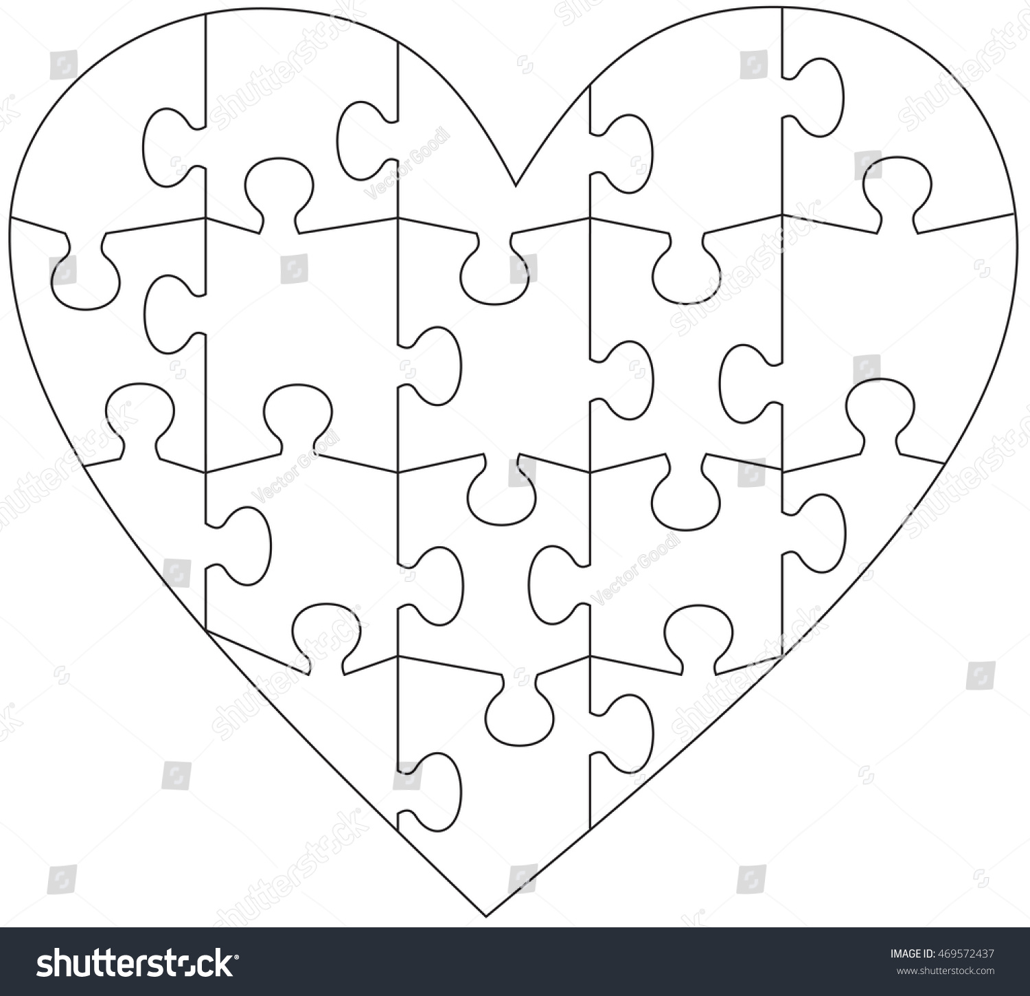Heart Jigsaw Puzzle Template Stock Vector Royalty Free 469572437