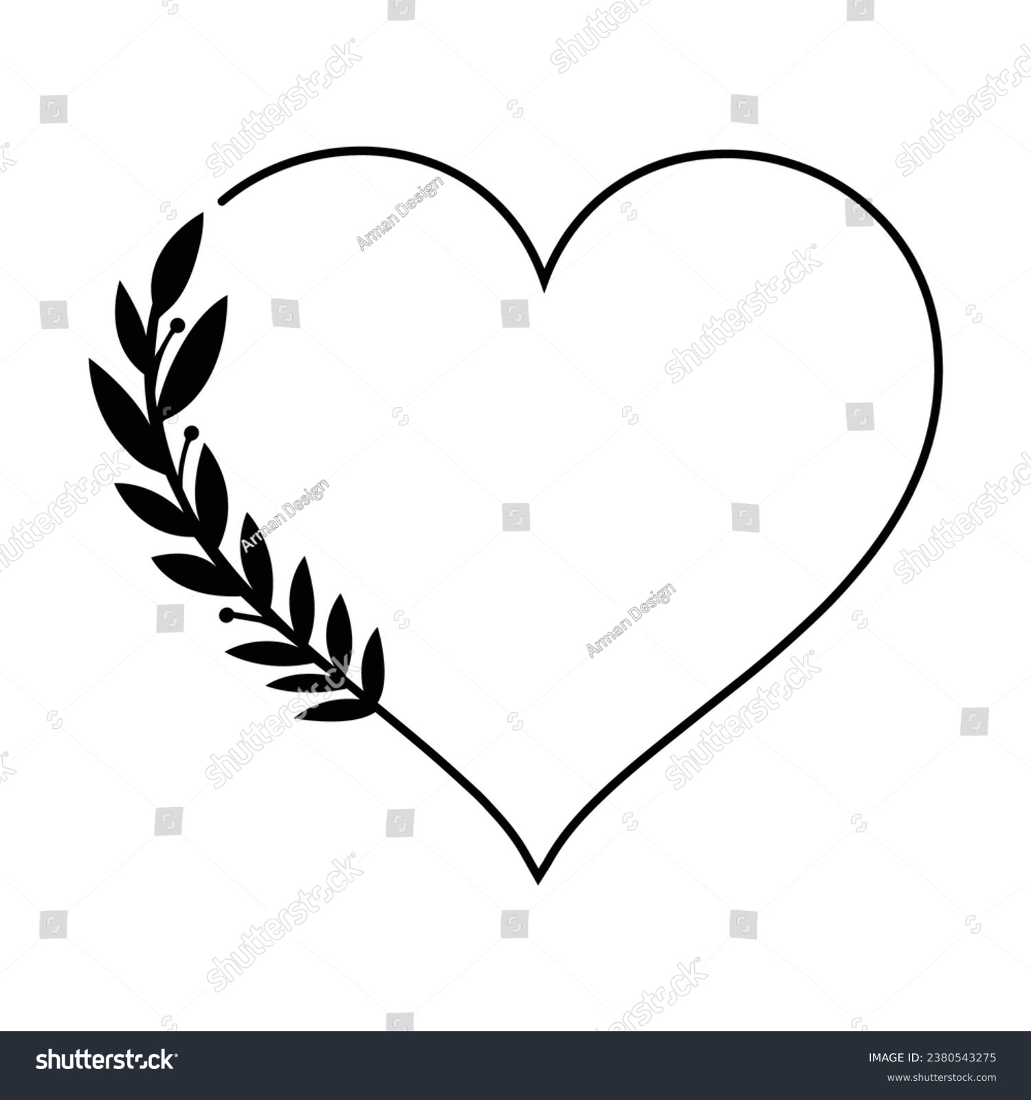 SVG of Heart Leaves Wreath Craft Frame Design svg