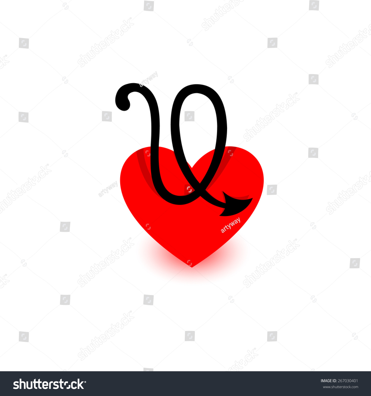 Heart Letter U Beautiful Vector Love Stock Vector Royalty Free 267030401