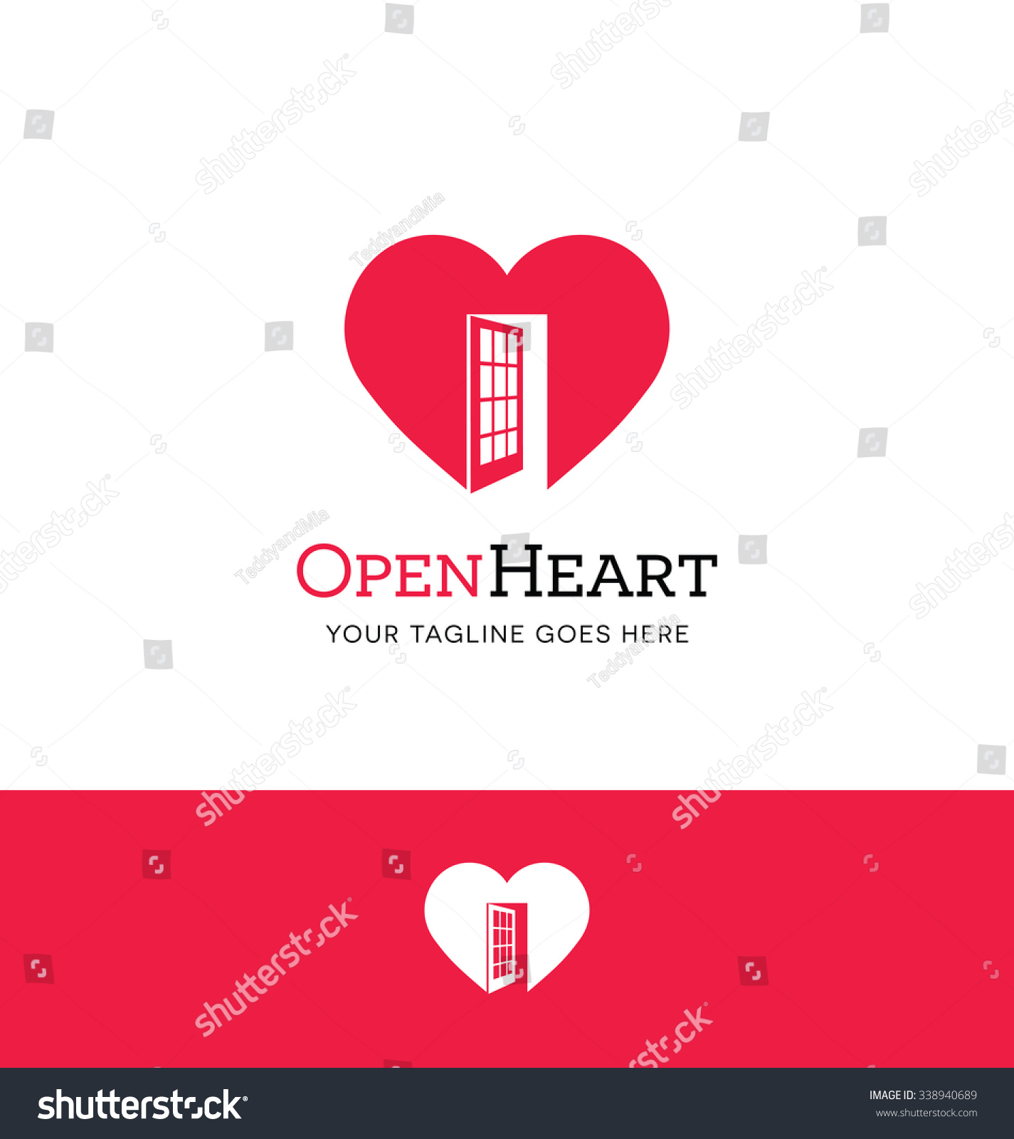 Heart Logo Open Door Charity Giving Stock Vector Royalty Free