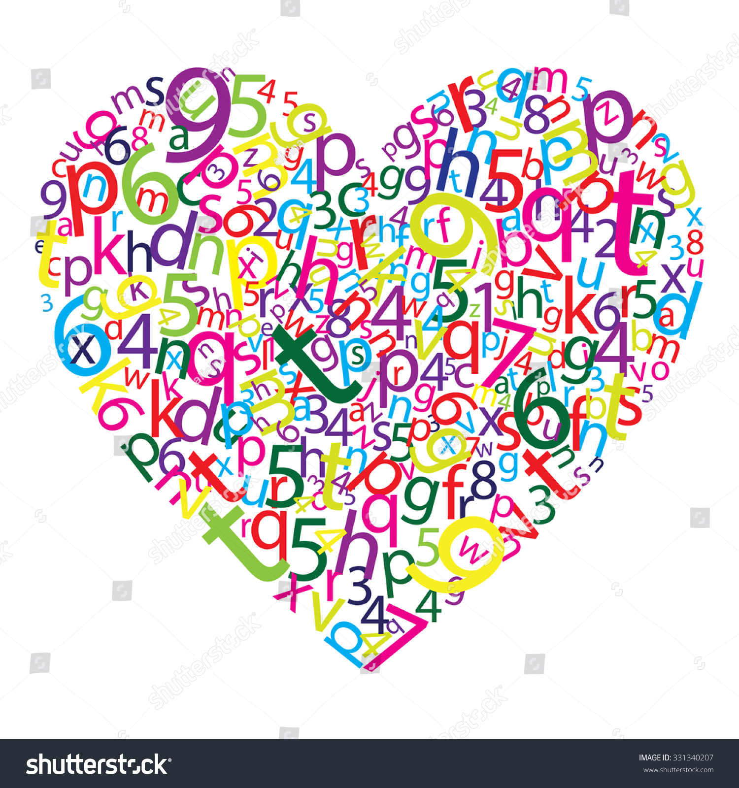 Heart Made Letters Numbers Stock Vector 331340207 ...
