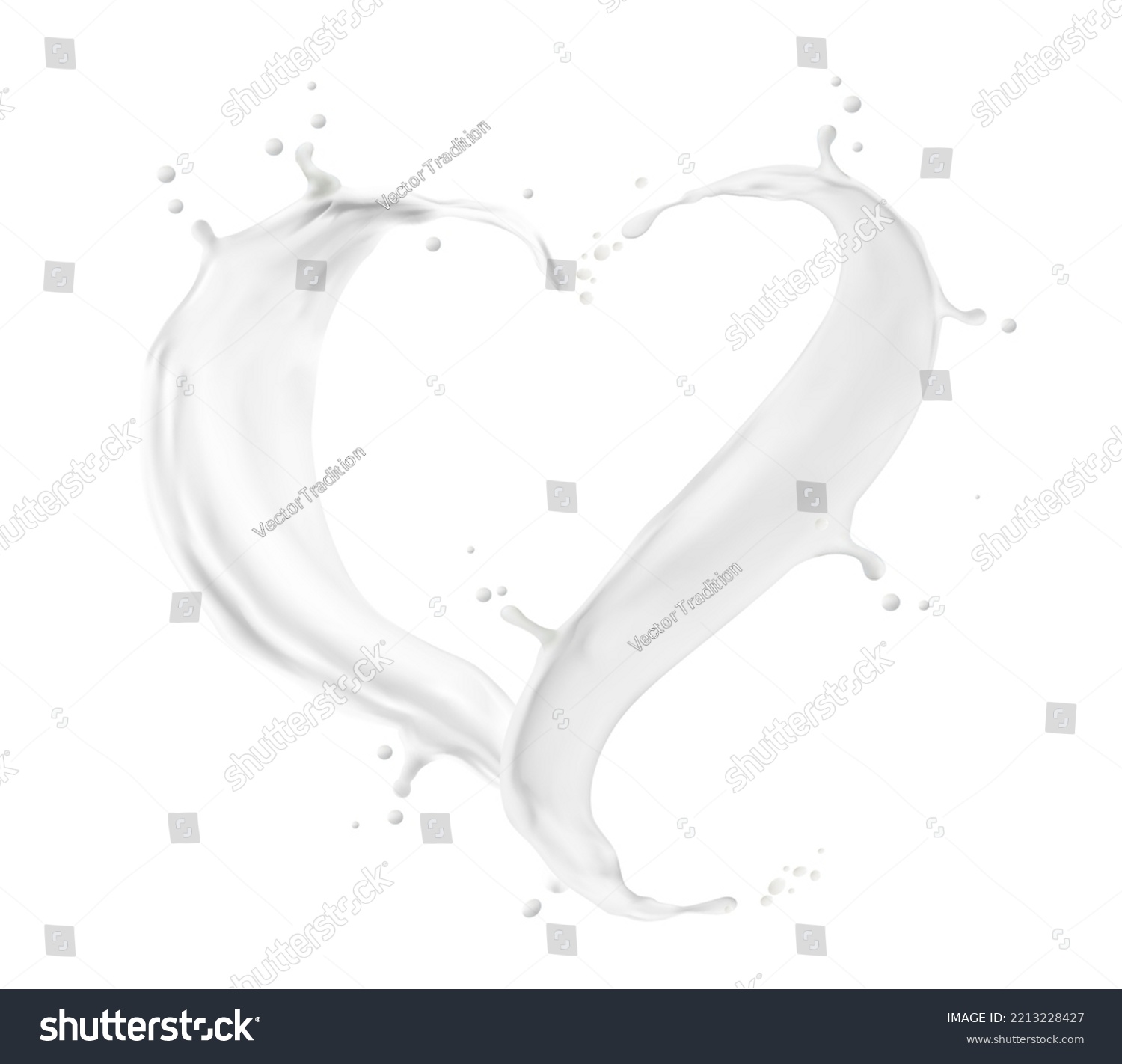 SVG of Heart milk, yogurt or cream wave splash. Yogurt fluid realistic vector whirl, droplet or drip, milkshake liquid 3d swirl, fizz or ripple. Milky beverage stream splay frozen motion background svg