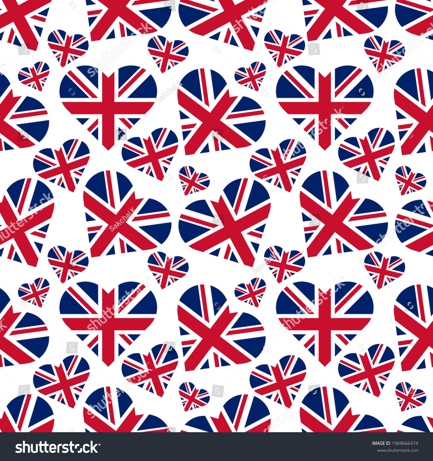 SVG of heart of british flag. seamless pattern. abstract background. poster, wrapping paper, book cover, banner, template and etc svg