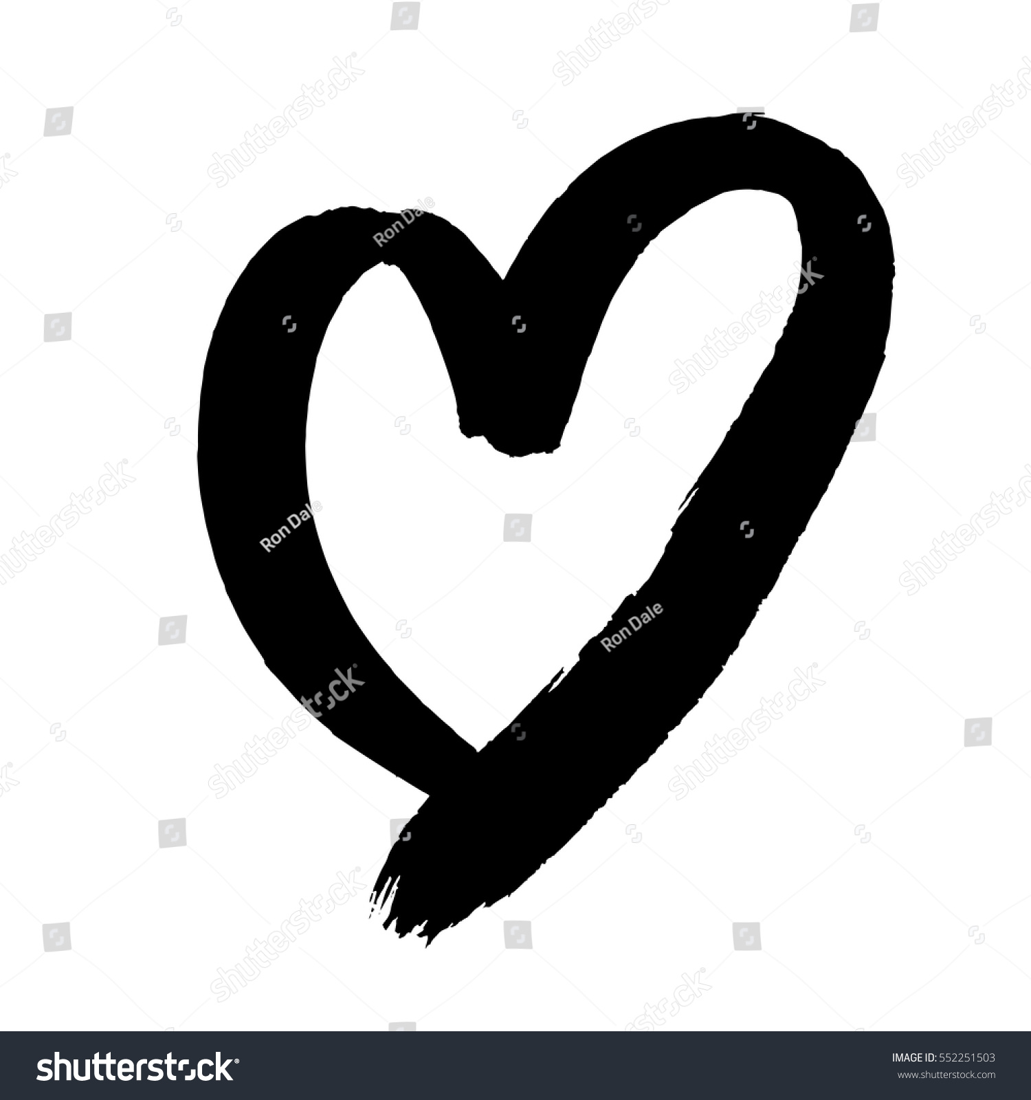 Heart Paint Brush Black Ink Valentines Stock Vector 552251503 ...