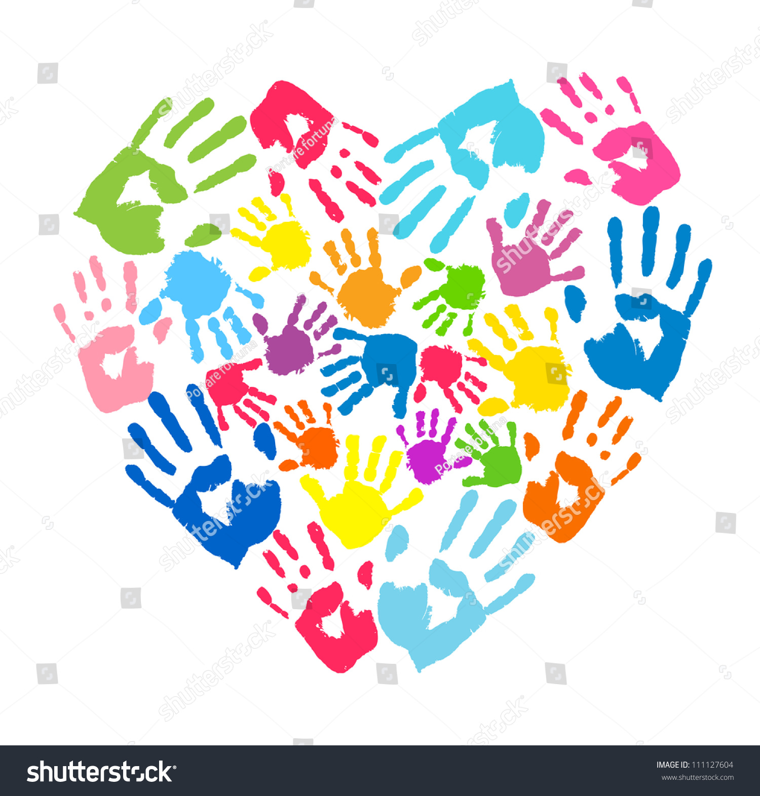 Heart Of The Handprints Of Father, Mother And Children Stock Vector ...