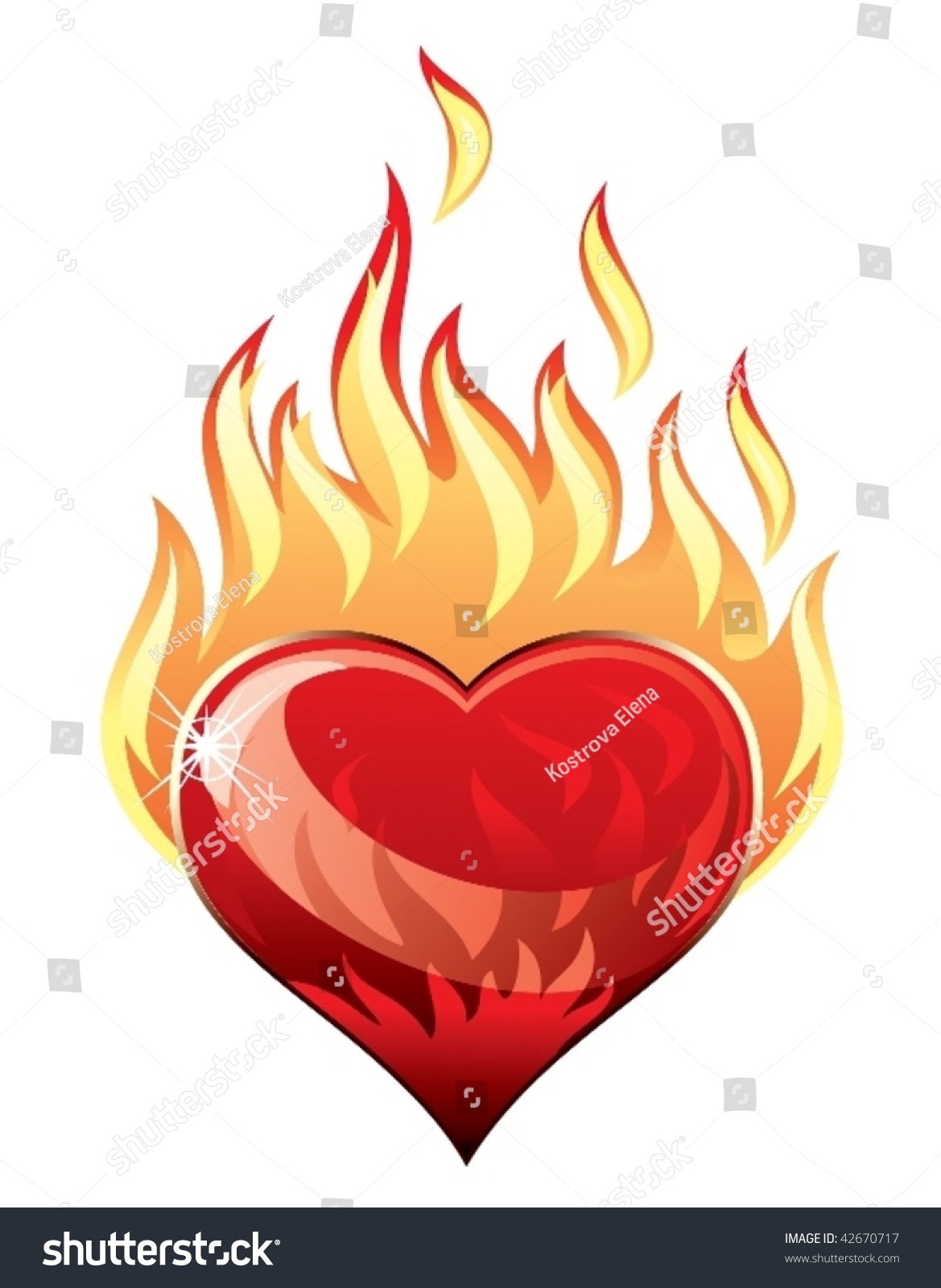 Heart On Fire Stock Vector Royalty Free