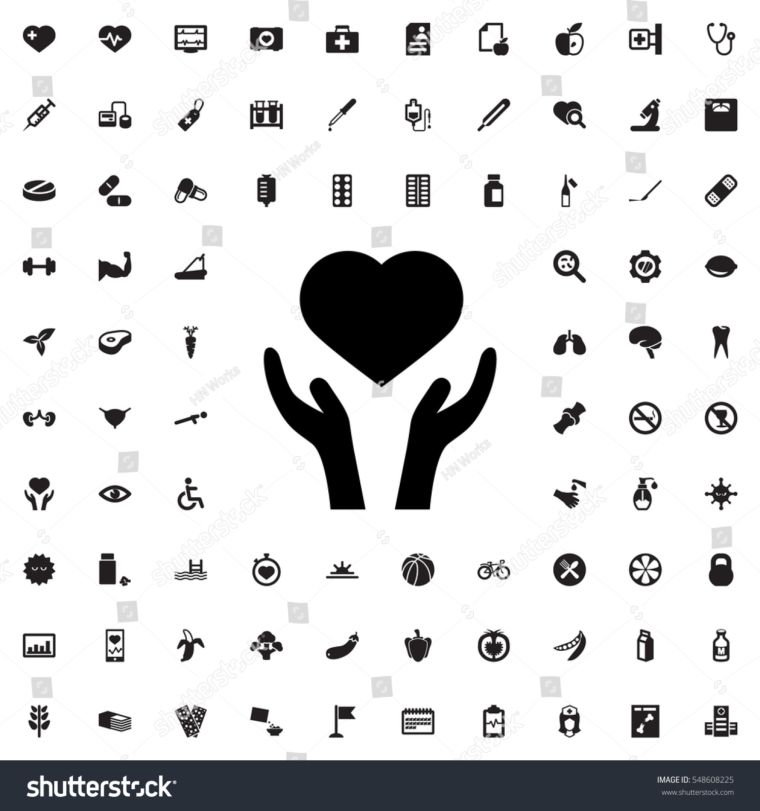 Heart On Hand Icon Illustration Isolated Stock Vector (Royalty Free