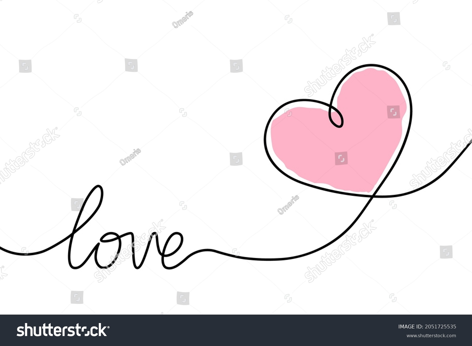 Heart Outline Pink Shape One Heart Stock Vector (Royalty Free ...