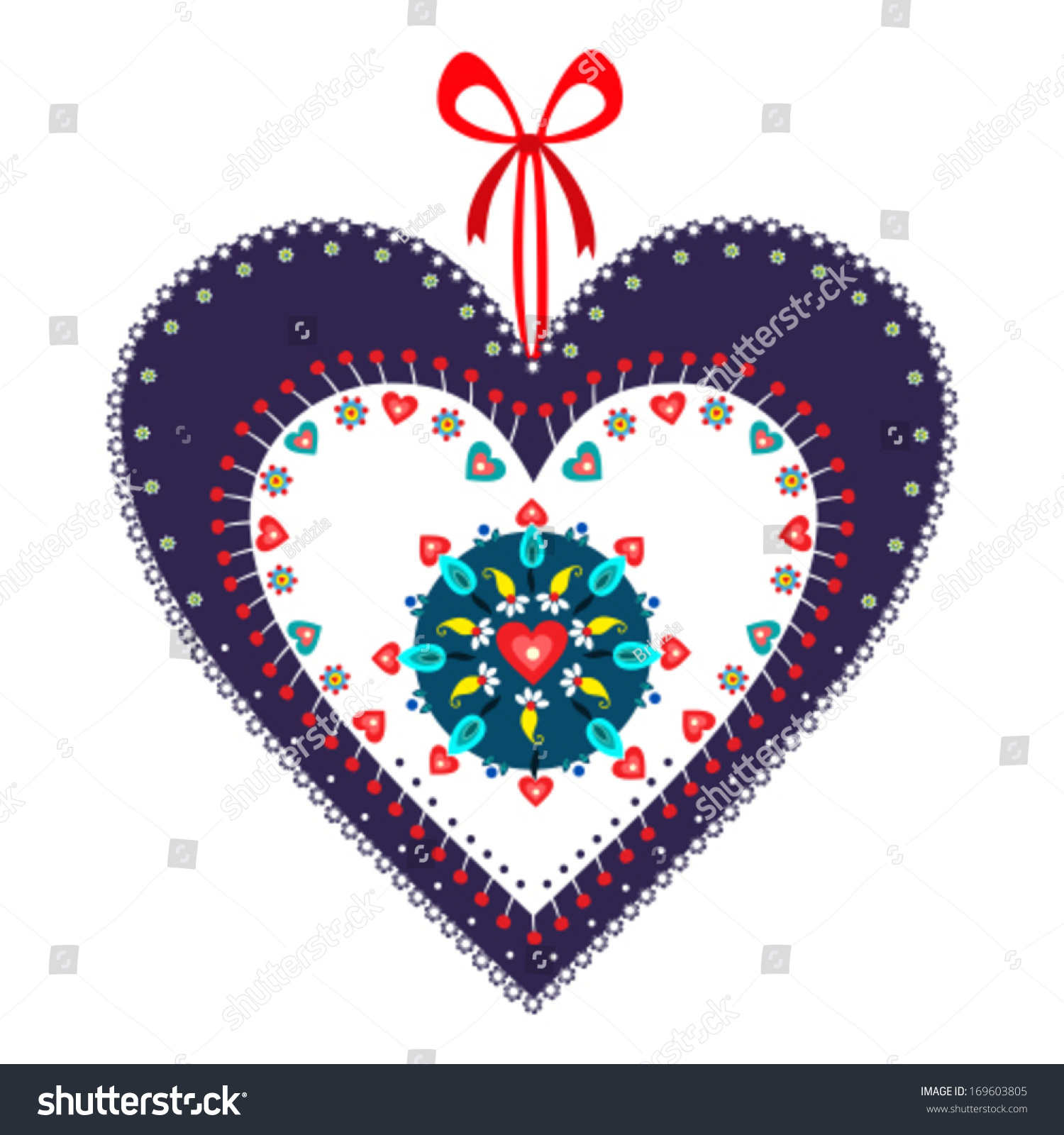 Heart Polish Folk Inspiration Stock Vector 169603805 - Shutterstock