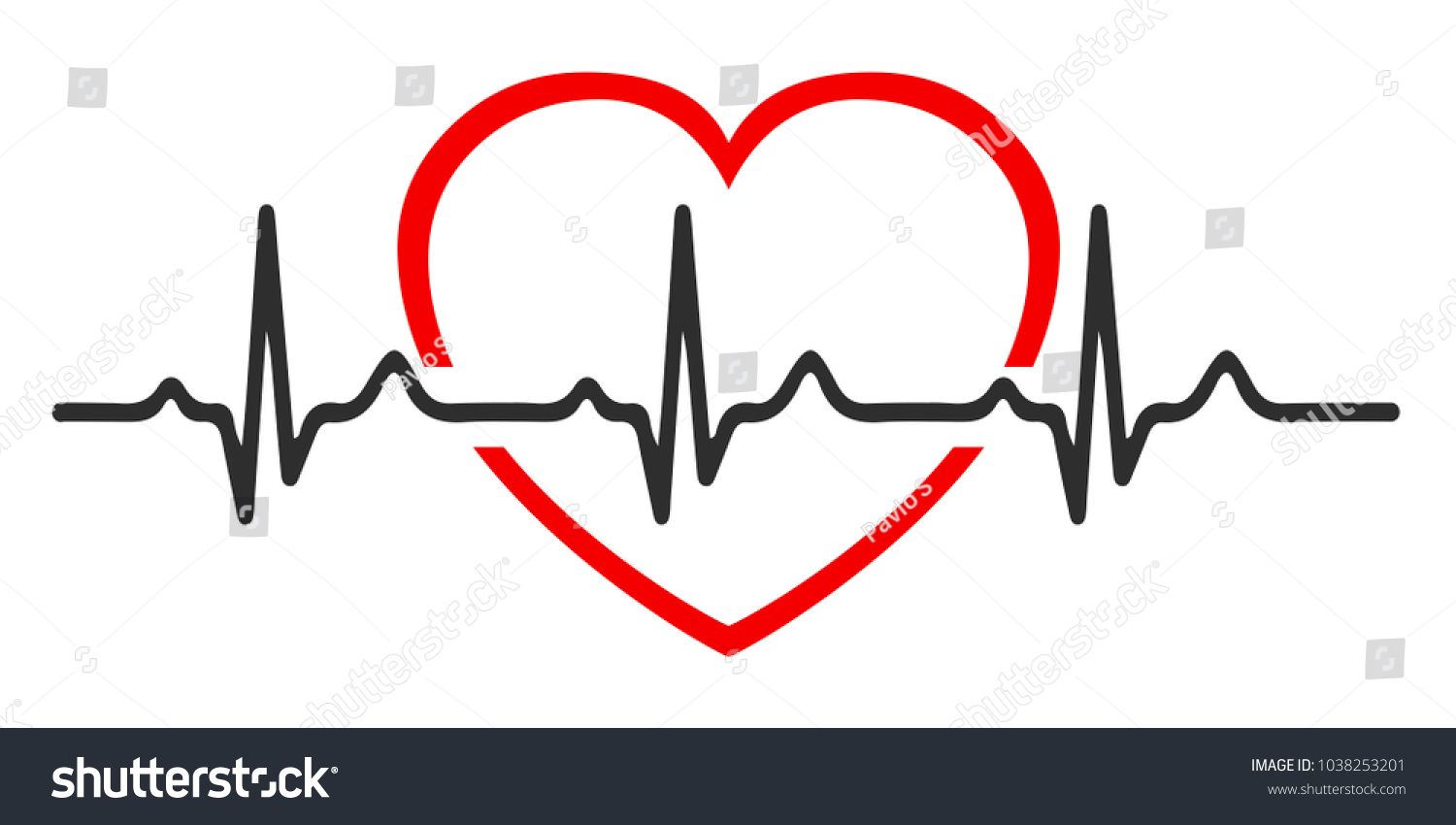 Heart Pulse One Line Cardiogram Heartbeat Stock Vector (Royalty Free ...