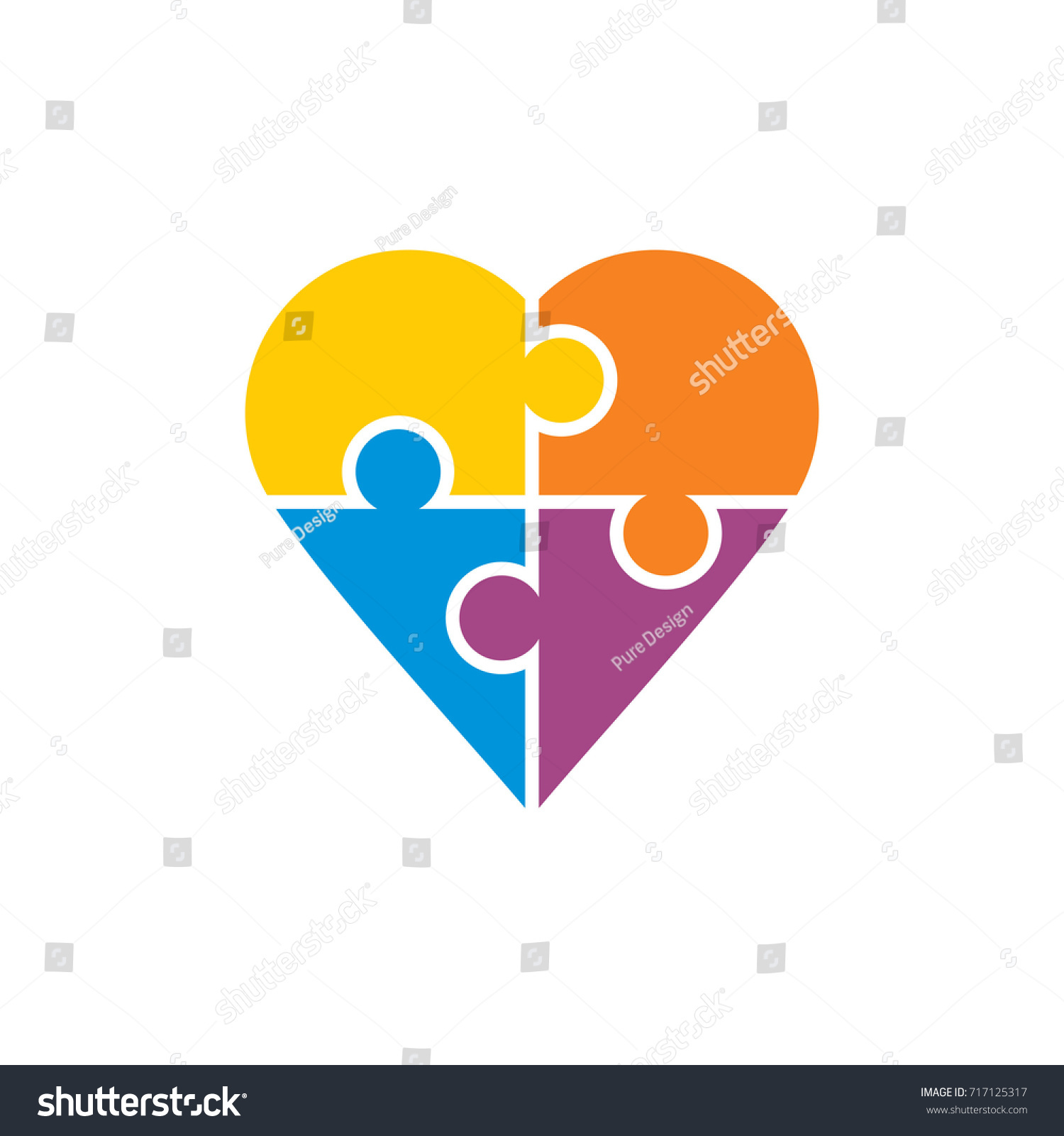 Heart Puzzle Logo Stock Vector (Royalty Free) 717125317