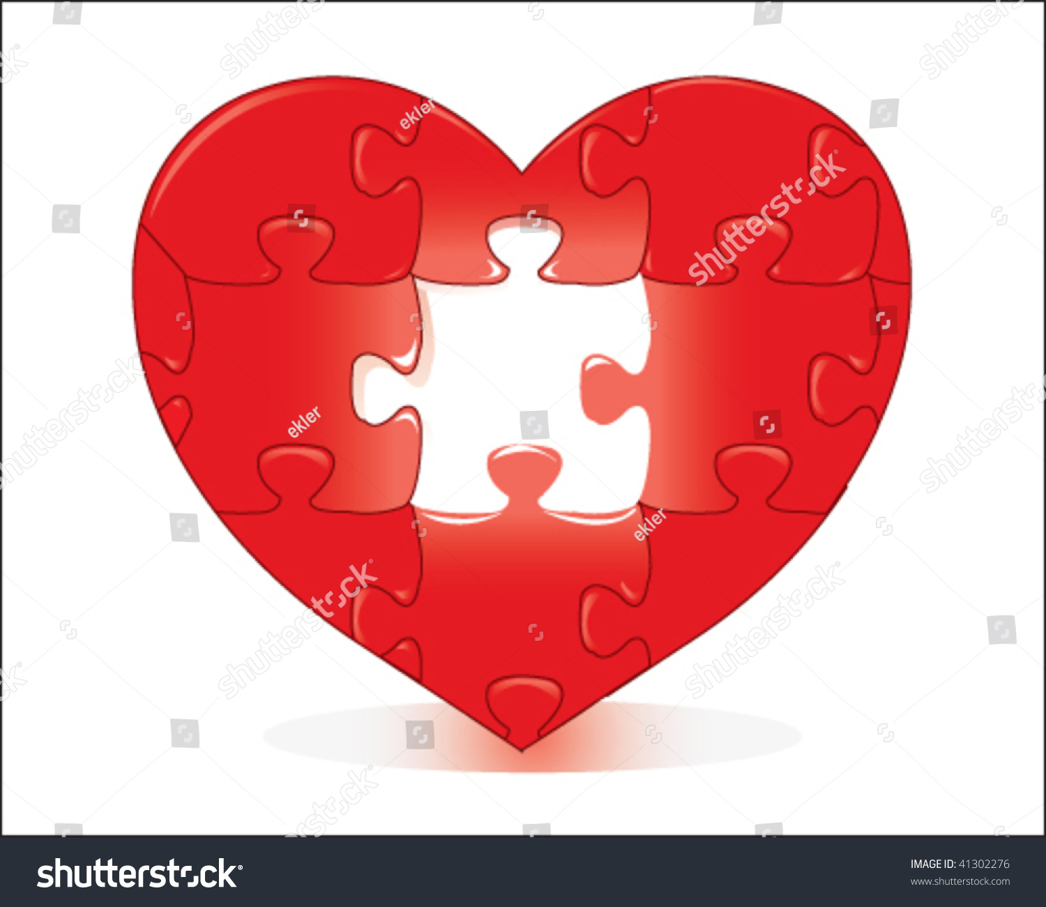 Heart Puzzle With Missing Piece Stock Vector Illustration 41302276 ...