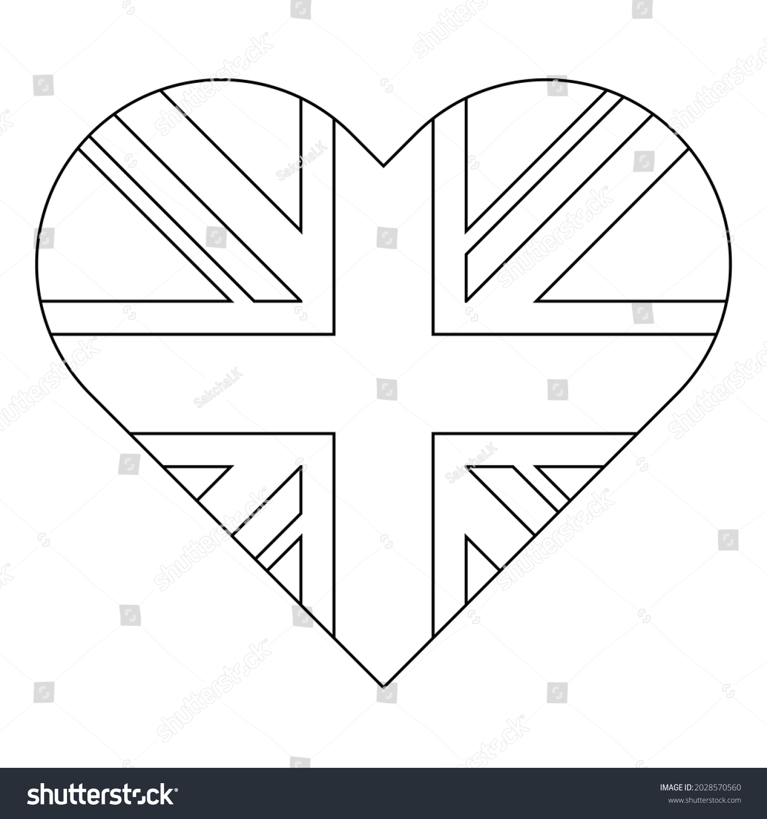 SVG of heart shape outline icon of great britain flag. vector illustration svg