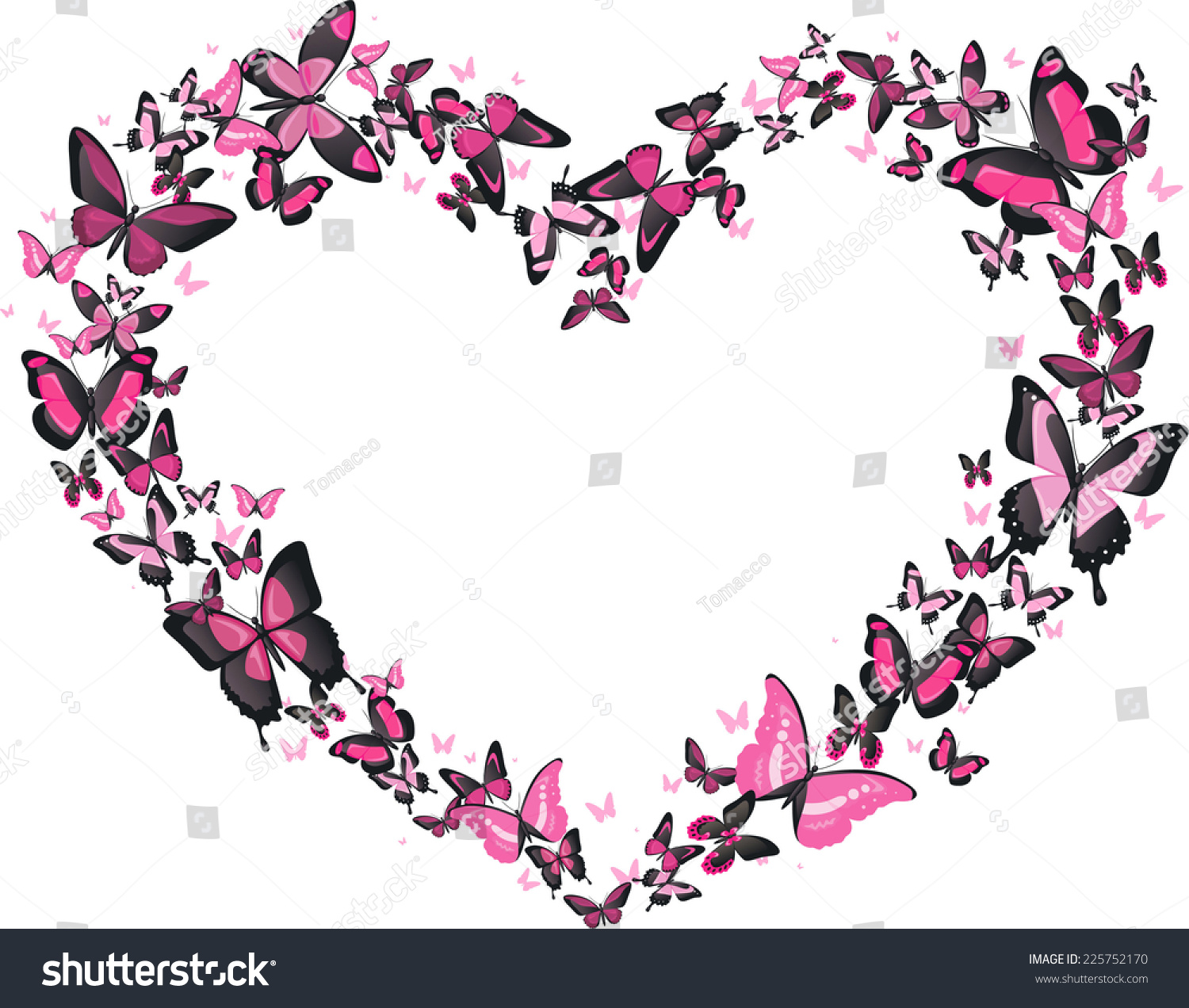 Download Heart Shaped Butterfly Flight Pink Black Stock Vector ...