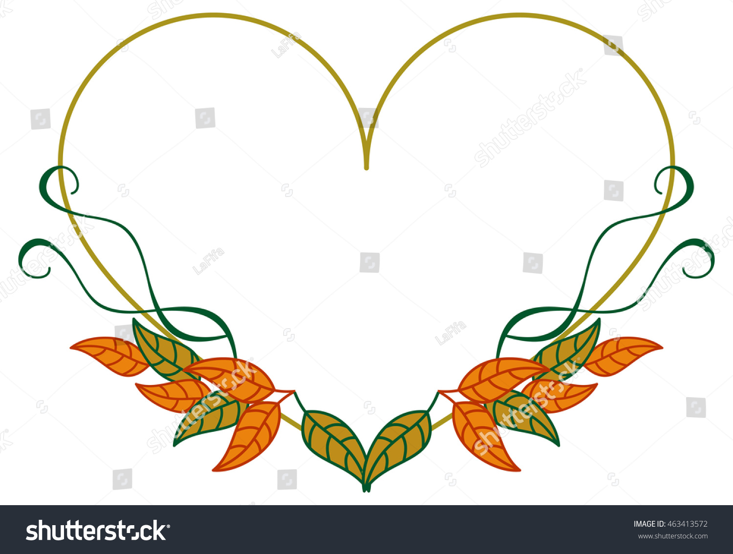 Heart Shaped Frame Color Decorative Leaves Stock Vector ...
