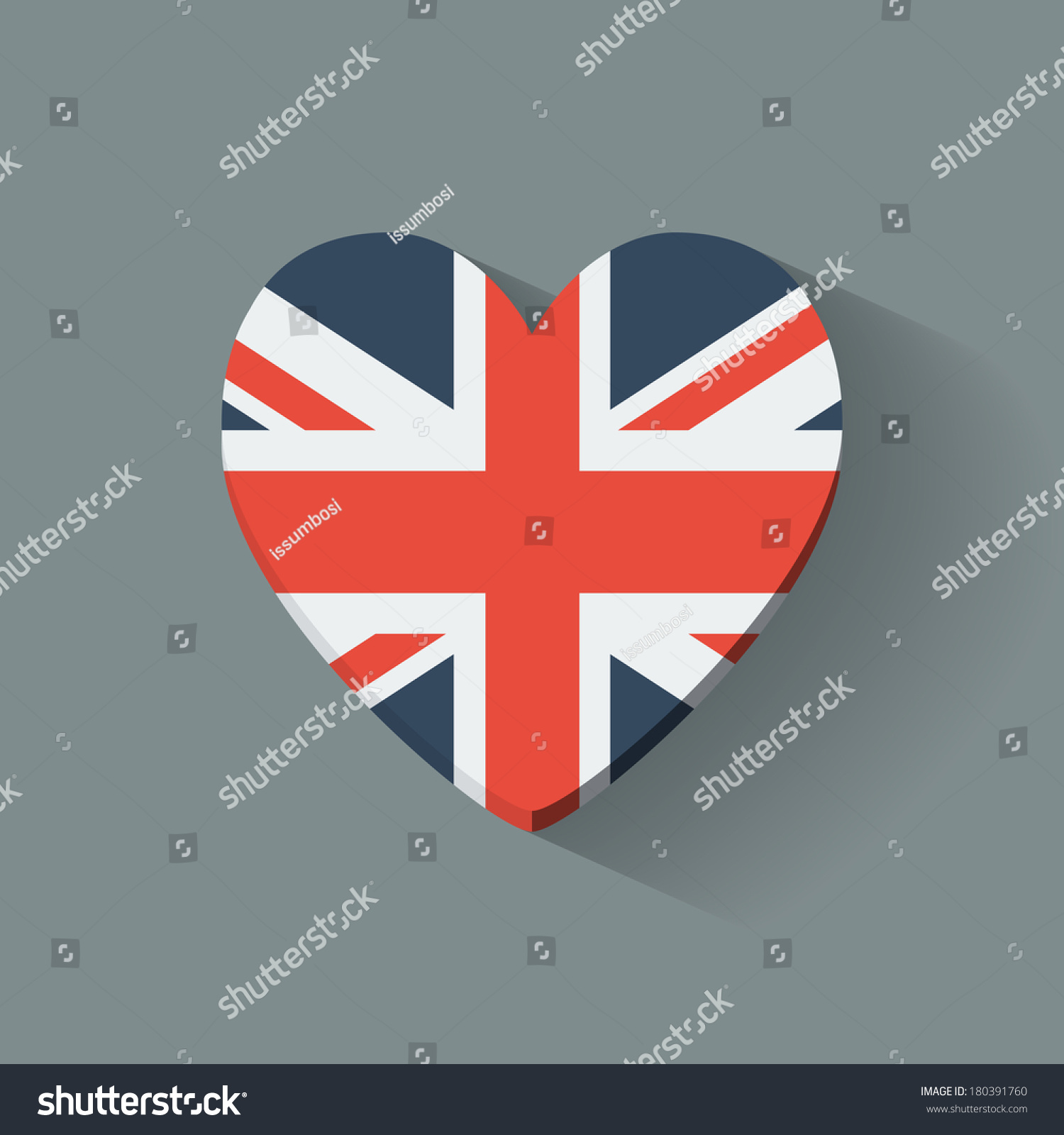 SVG of Heart-shaped icon with national flag of the United Kingdom. Flat design. svg