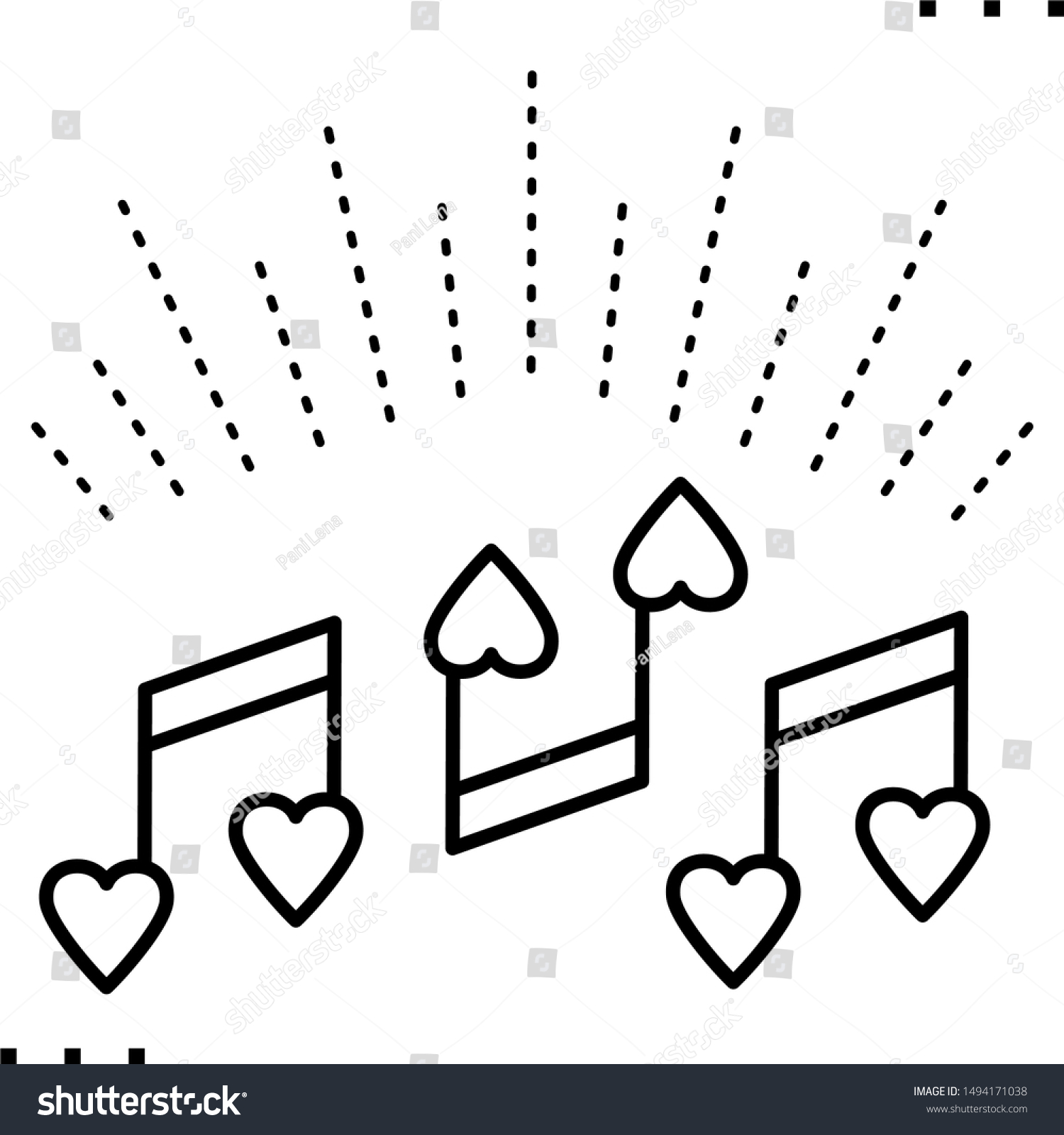 Heart Shaped Musical Notes Sunburst Icon Stock Vector Royalty Free 1494171038 Shutterstock