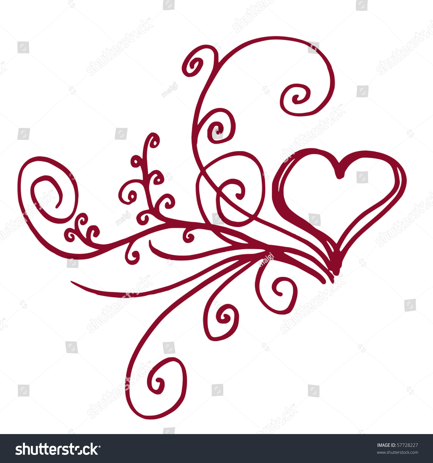 Heart Shaped Outline Floral Details Stock Vector 57728227 - Shutterstock