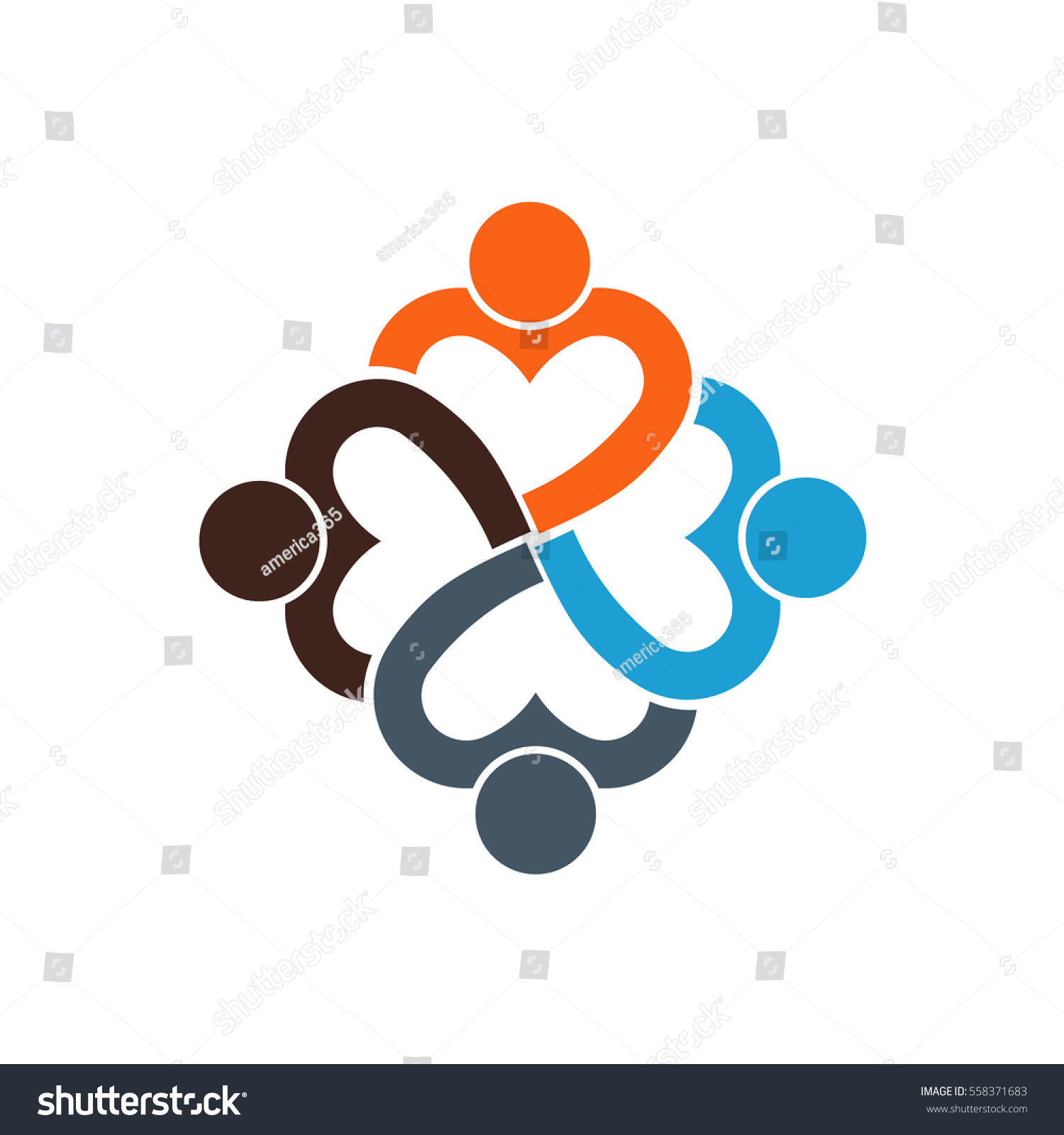 Heart Shaped People Lovely Group Friends Stock Vector 558371683 ...