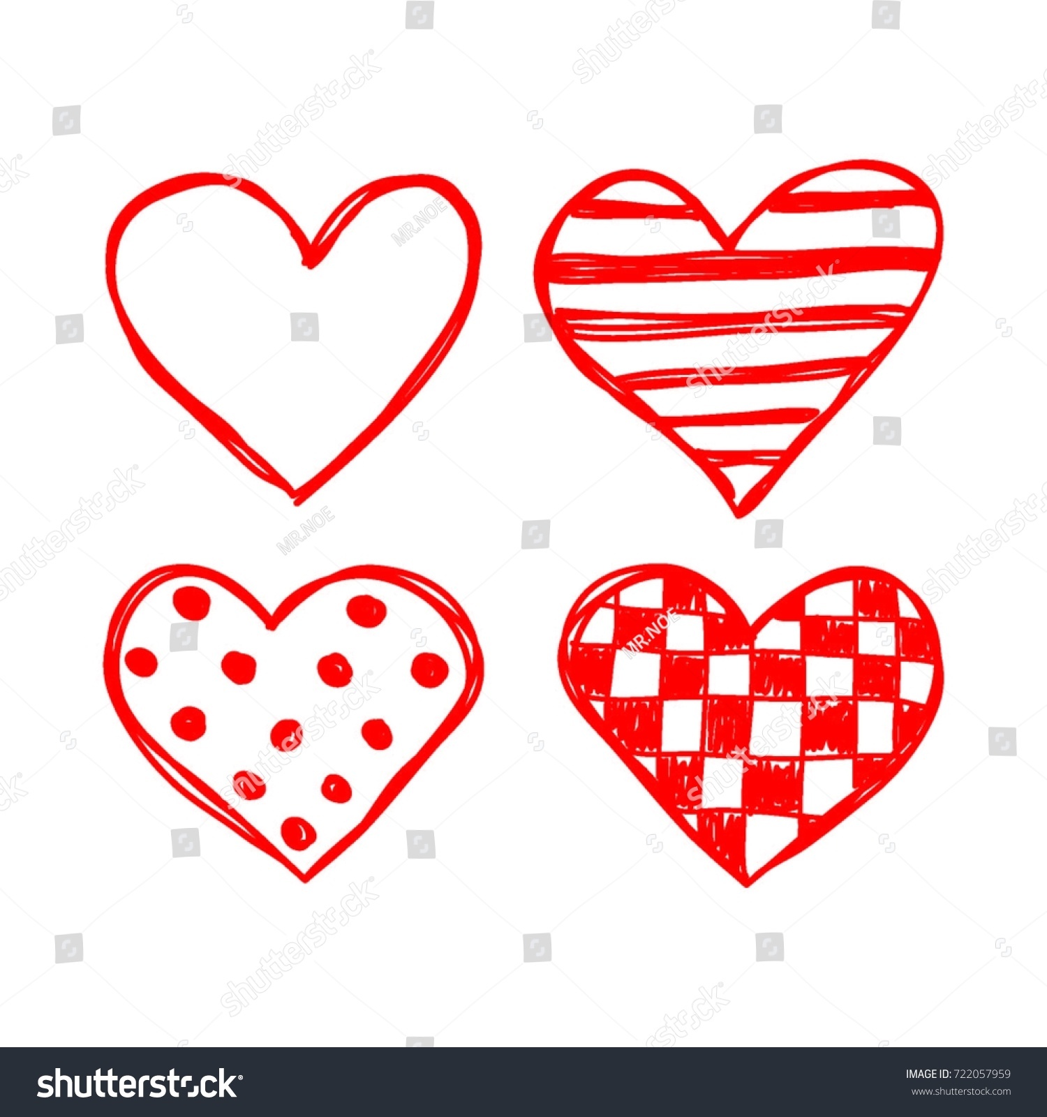 Heart Sketches Vector Stock Vector (Royalty Free) 722057959 | Shutterstock