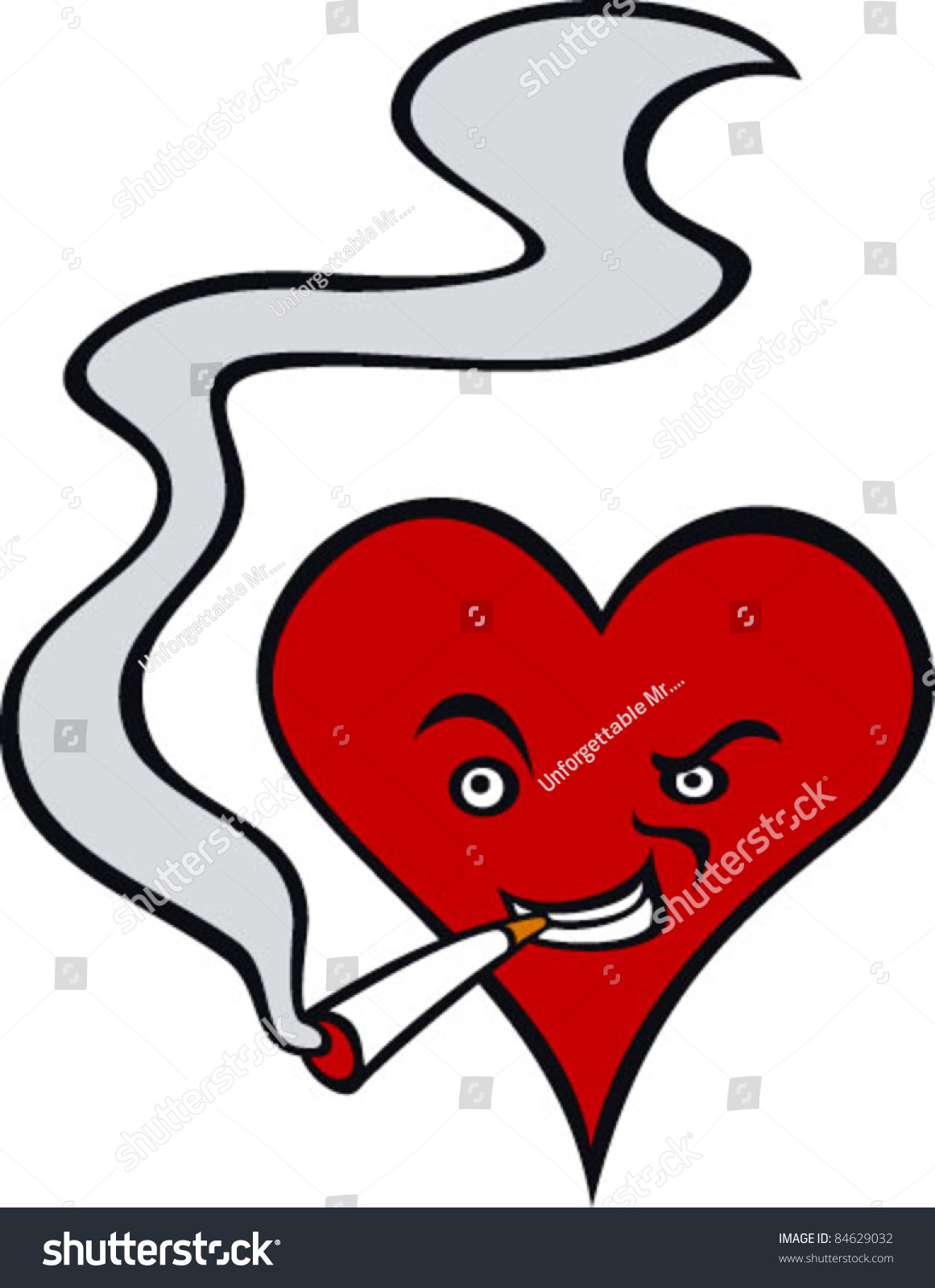 Heart Smoking A Cigarette Stock Vector Illustration 84629032 : Shutterstock