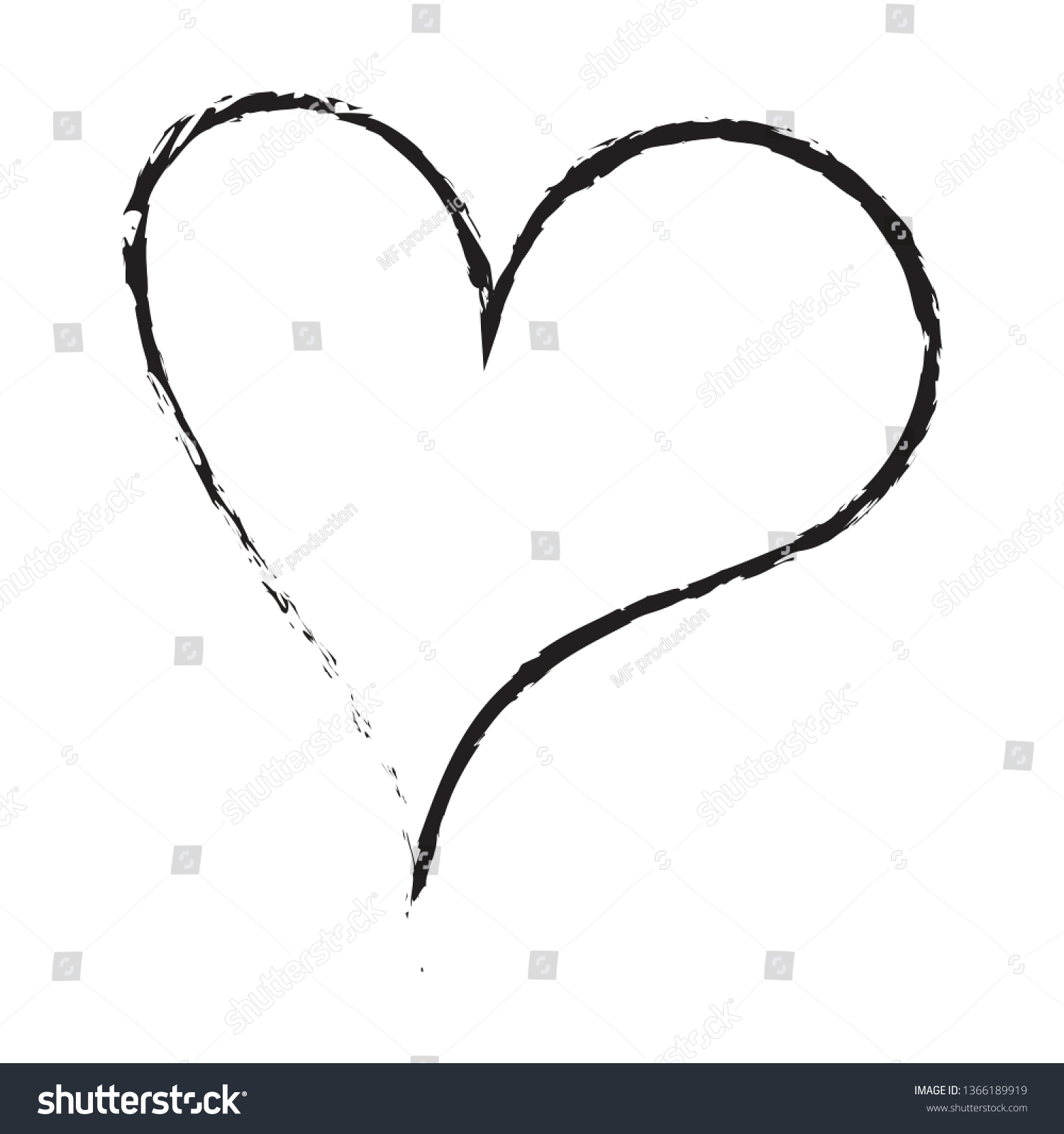 Heart Vector Hand Drawn Icon Trendy Stock Vector (Royalty Free