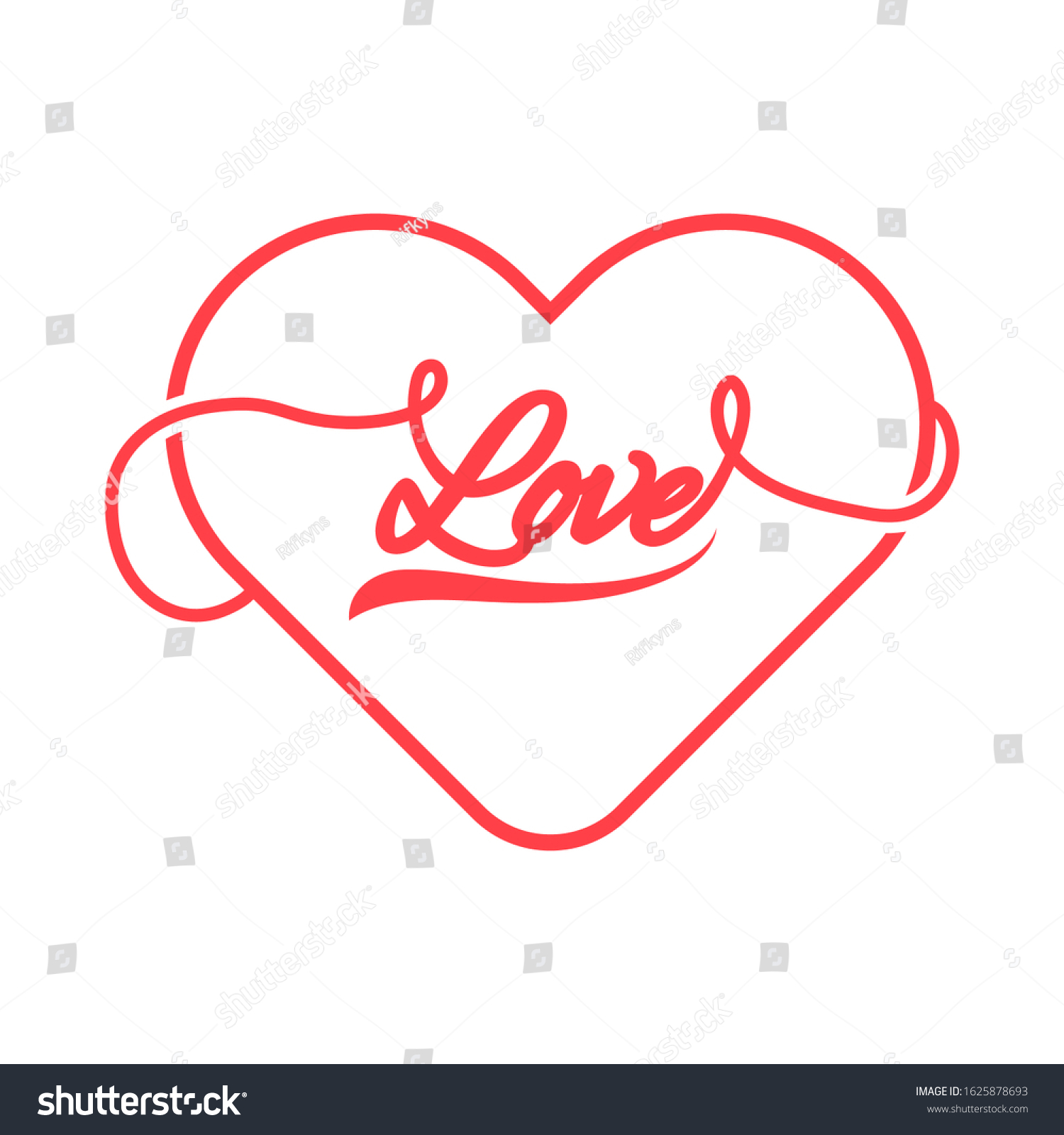 Heart Vector Illustration Love Word Modern Stock Vector Royalty Free 1625878693 7045