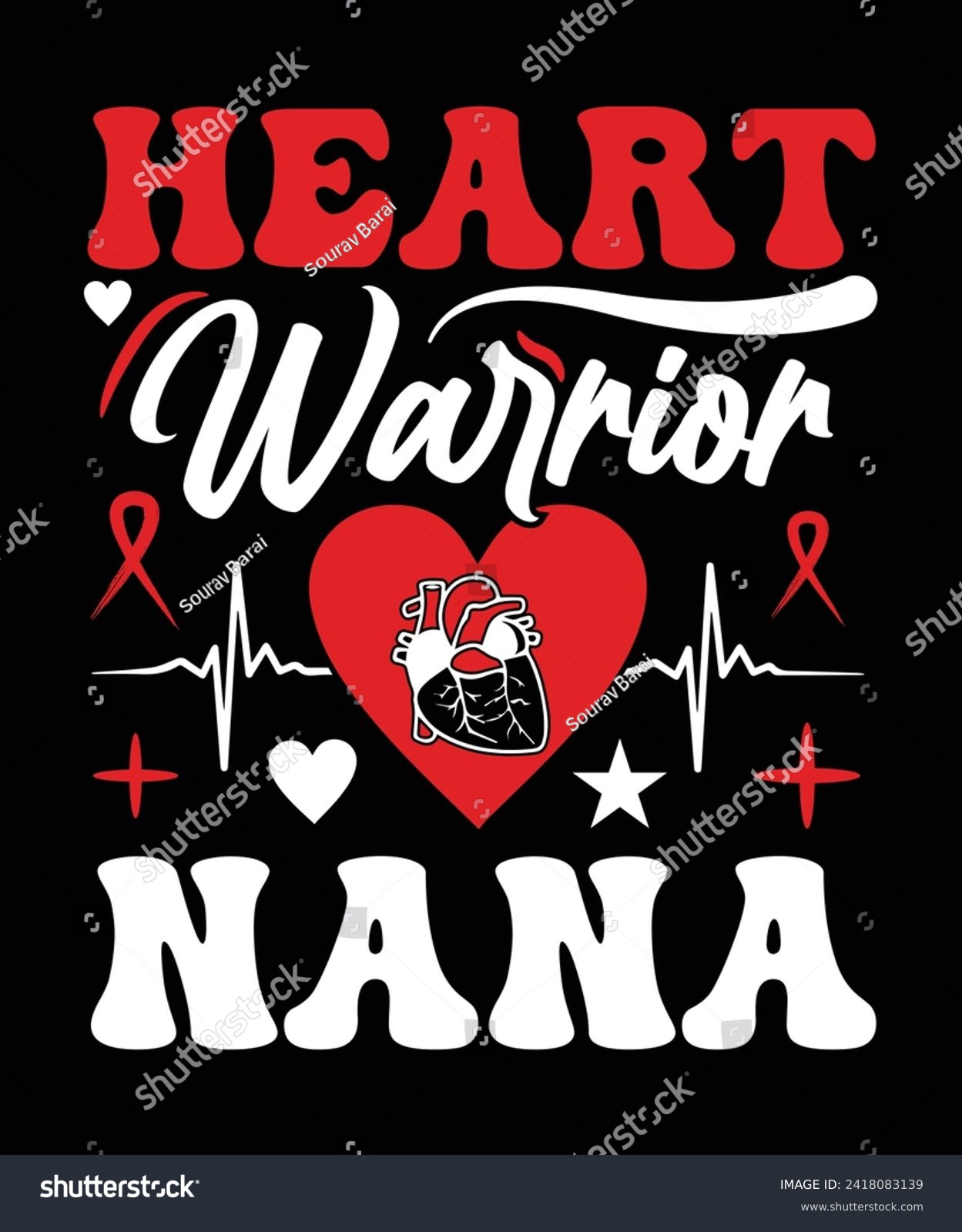 SVG of HEART WARRIOR NANA TSHIRT DESIGN svg