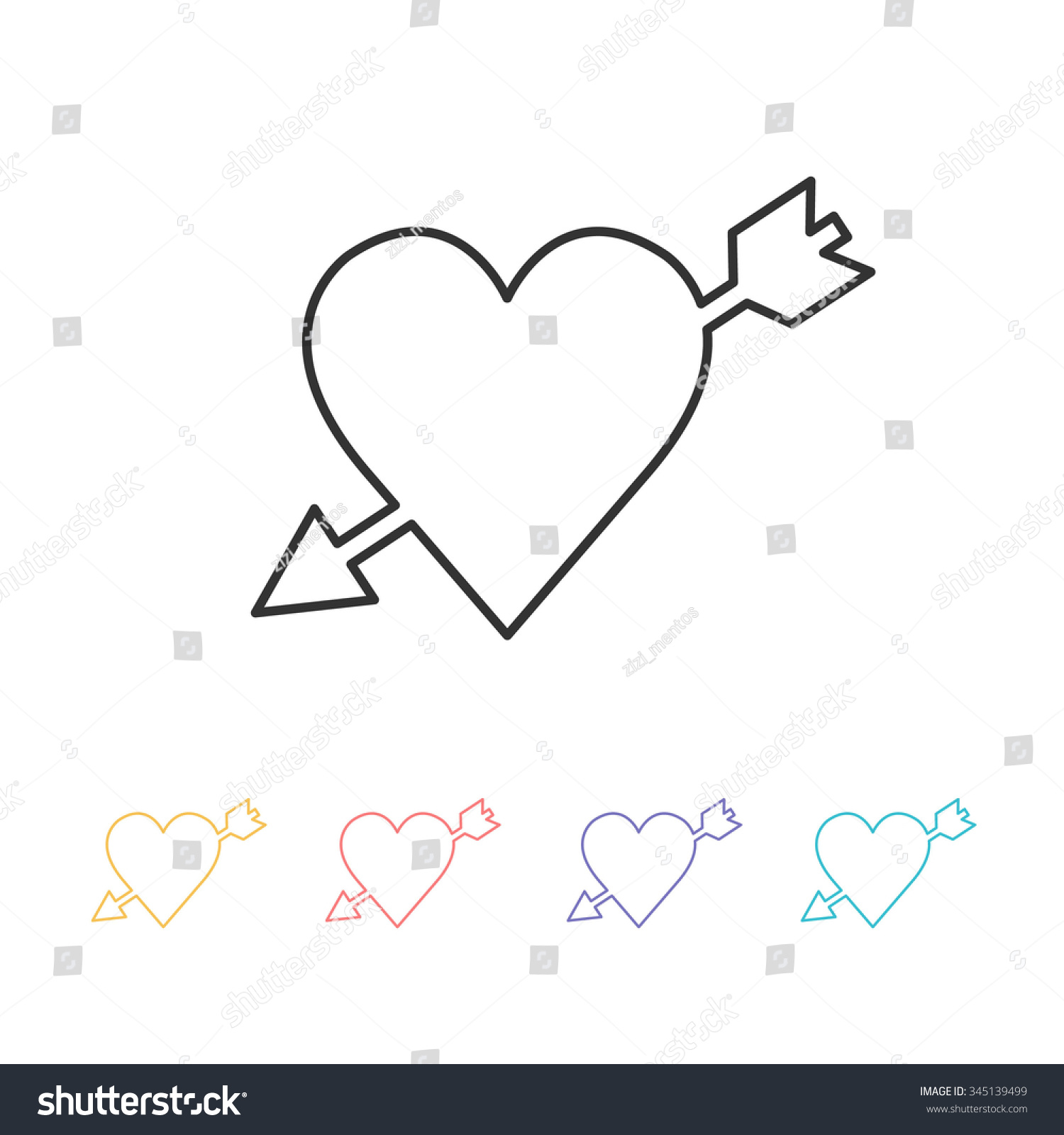 Heart Arrow Icon Vector Illustration Stock Vector 345139499 - Shutterstock