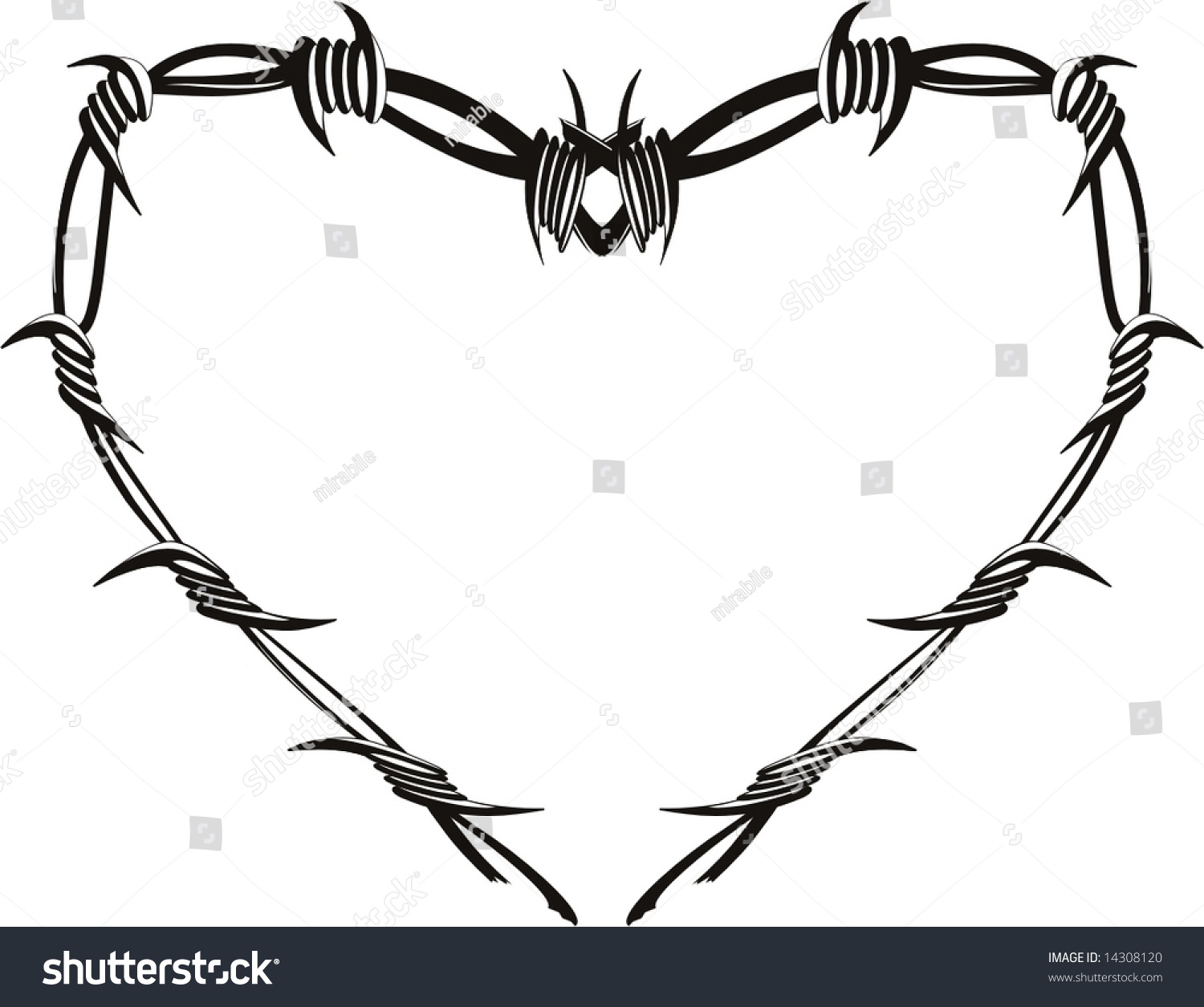 Heart Barbed Wire Stock Vector 14308120 Shutterstock